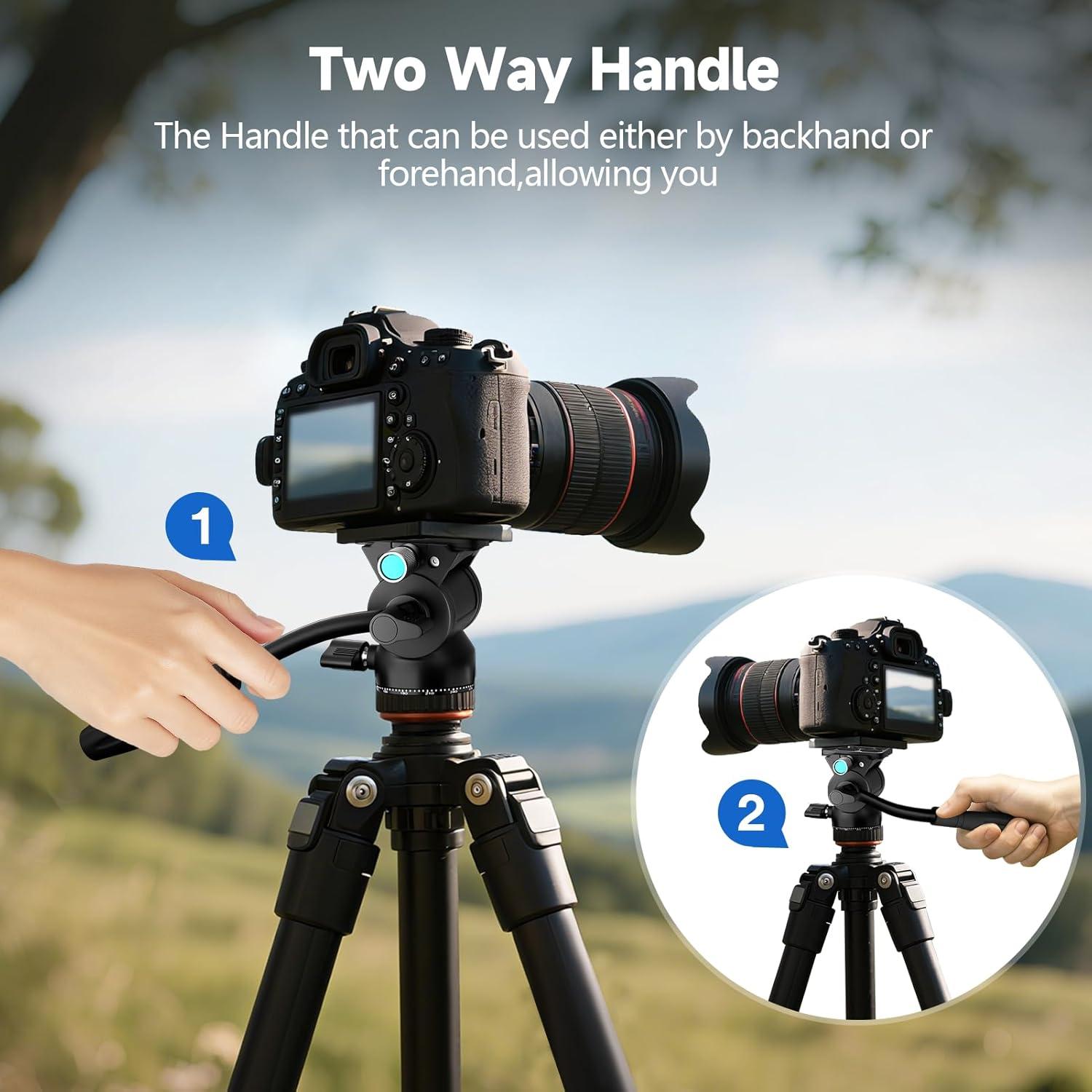 Cabezal de Fluido para Trípode EMART con Placa QR y Mango, Carga 5kg