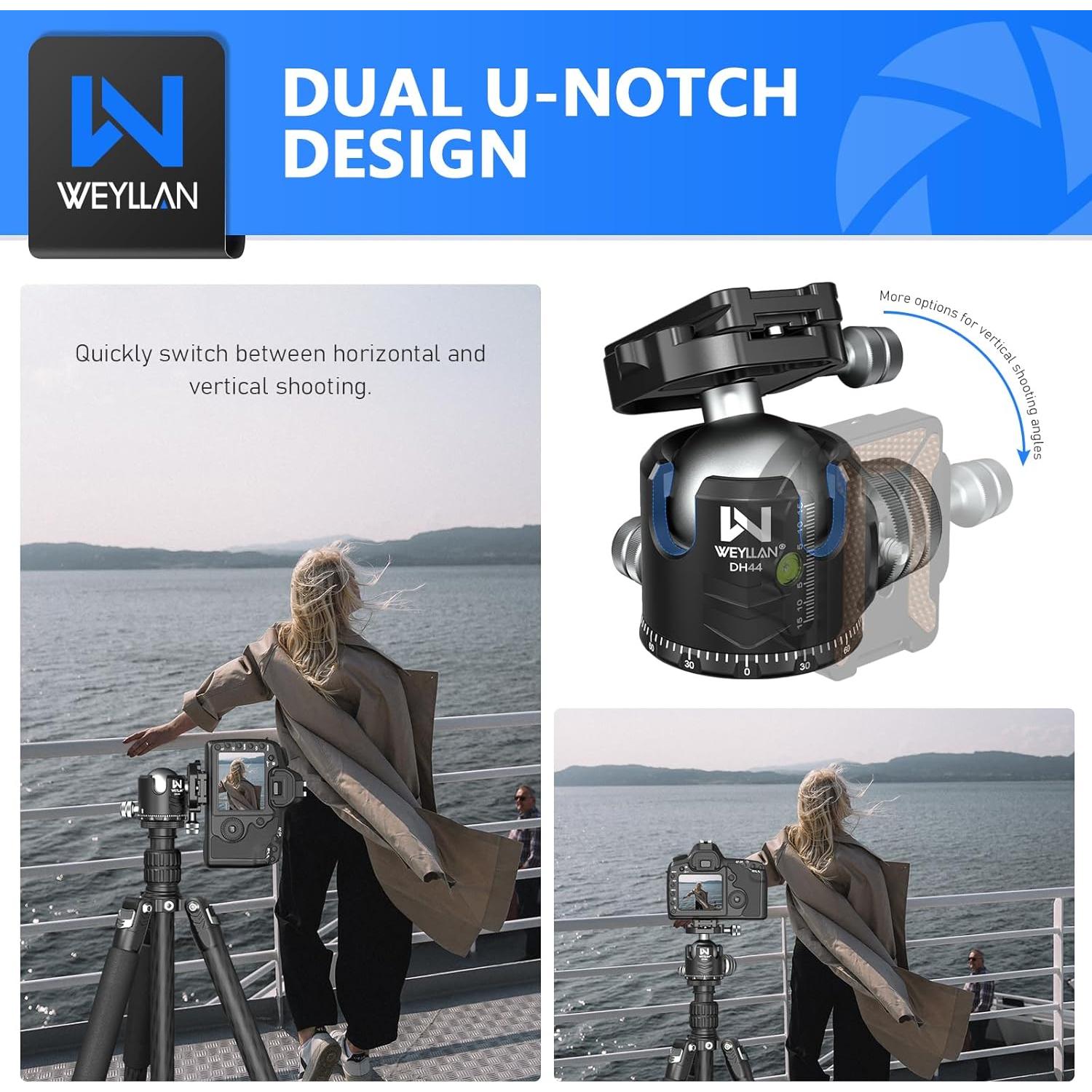 Cabezal de trípode WEYLLAN DH44 44mm 25kg panorámico