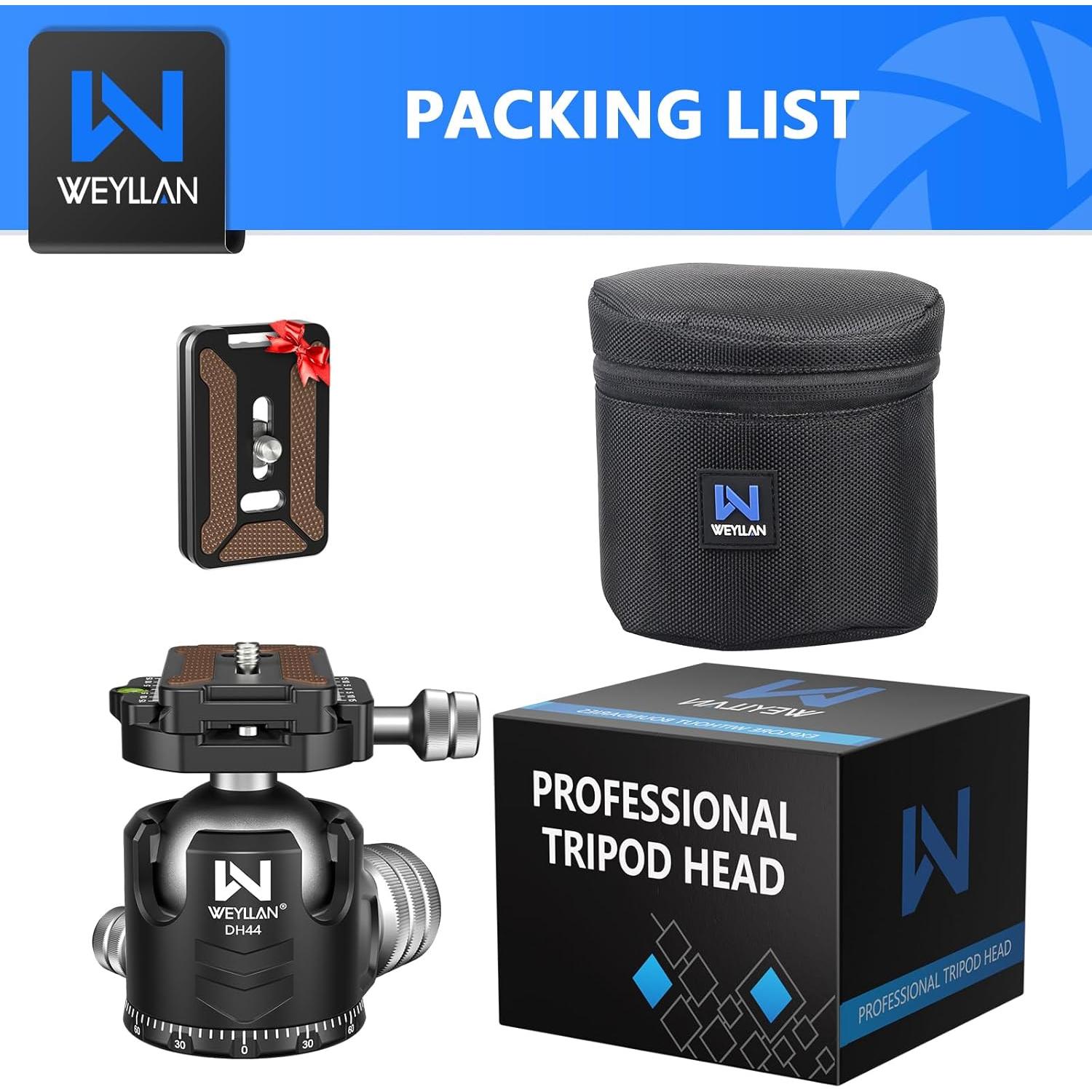 Cabezal de trípode WEYLLAN DH44 44mm 25kg panorámico