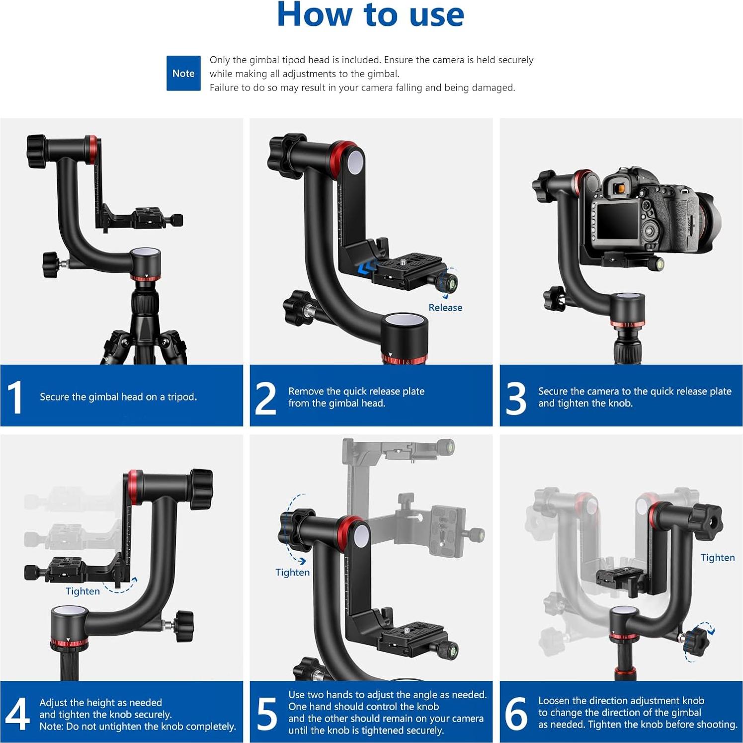 Cabezal de Trípode Gimbal NEEWER GM101 Aluminio 30kg