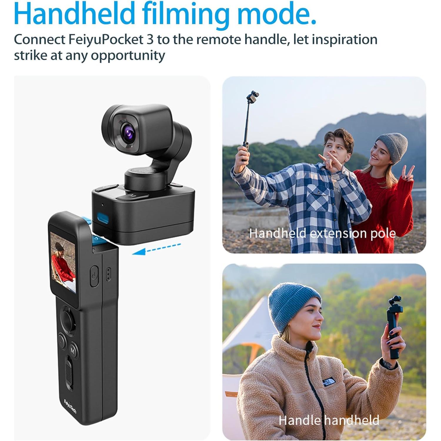 Gimbal Feiyu Pocket 3 con Mango Remoto y Cámara 4K