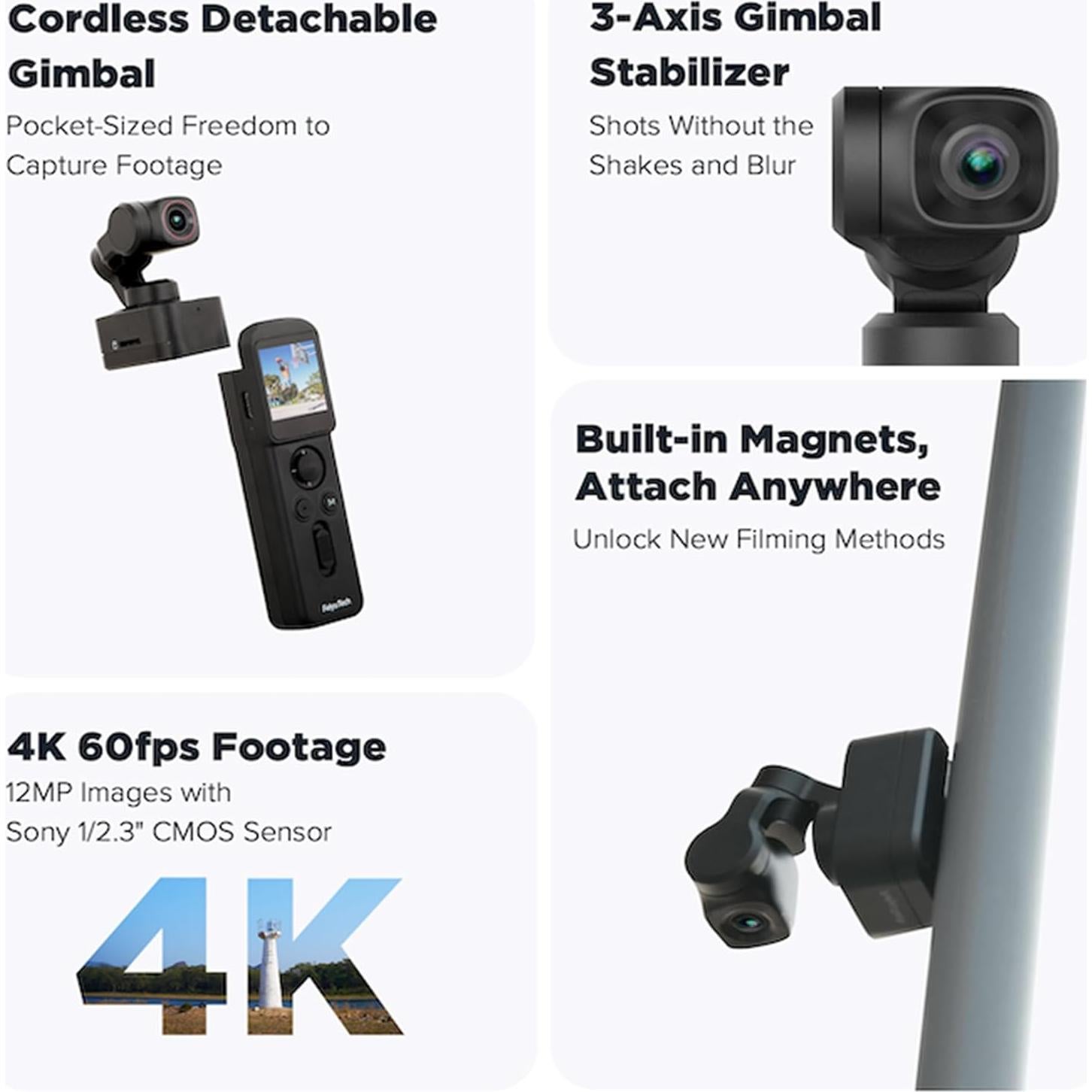 Gimbal Feiyu Pocket 3 con Mango Remoto y Cámara 4K