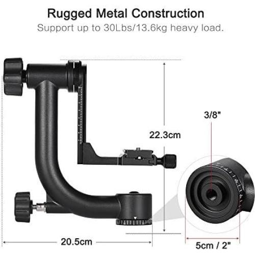 Cabezal de Gimbal Andoer para Trípode 30Lbs Aluminio