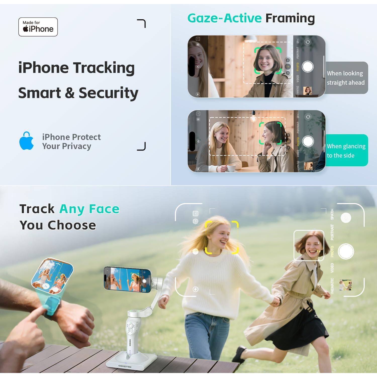 Gimbal Estabilizador MOGO para iPhone con Control Remoto y Luz RGB