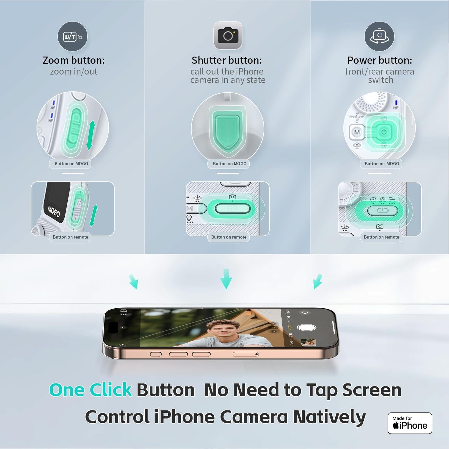 Gimbal Estabilizador MOGO para iPhone con Control Remoto y Luz RGB