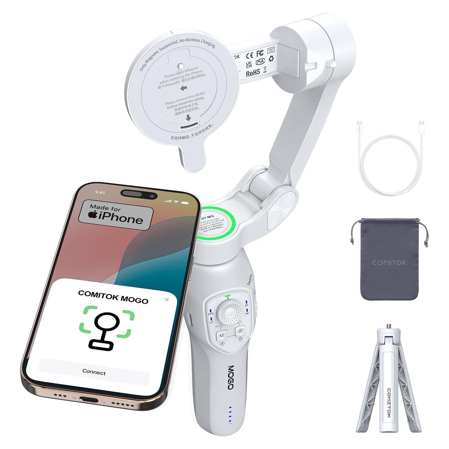 Estabilizador de Cardán MOGO para iPhone 16 Pro Max - Seguimiento 360°