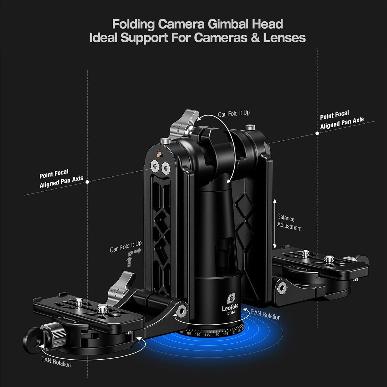 Cabezal Gimbal Profesional Leofoto DPG-1, Carga 25kg, Plegable