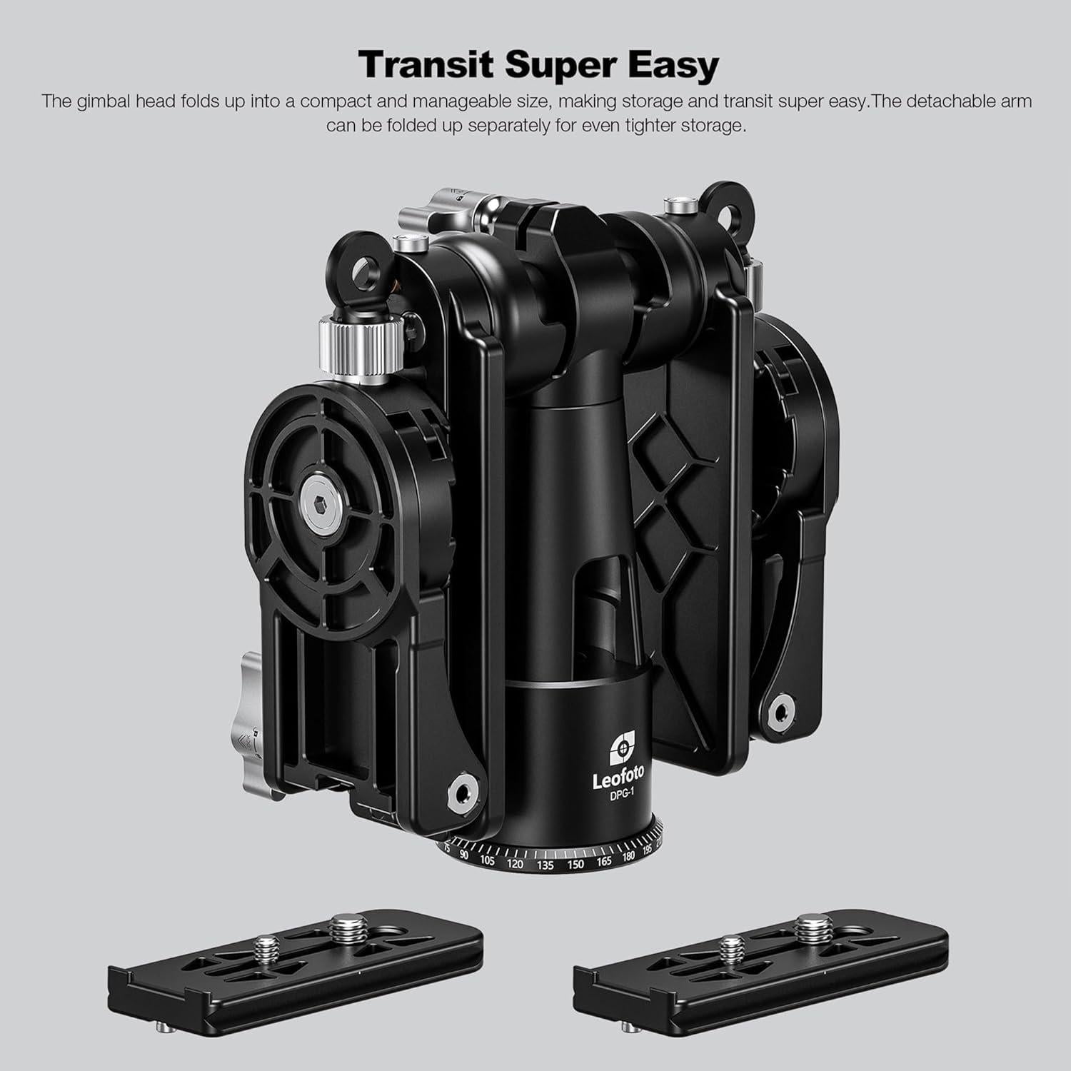 Cabezal Gimbal Profesional Leofoto DPG-1, Carga 25kg, Plegable