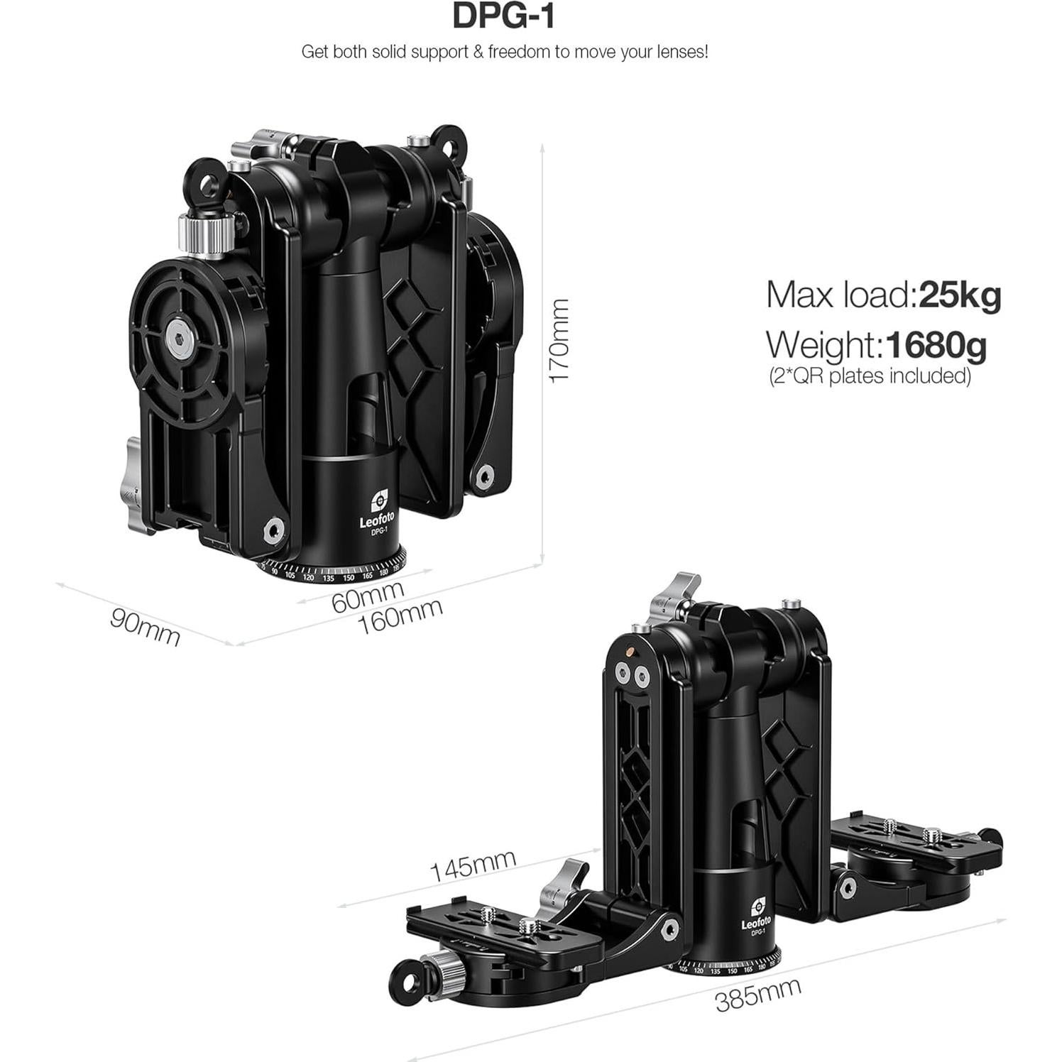 Cabezal Gimbal Profesional Leofoto DPG-1, Carga 25kg, Plegable