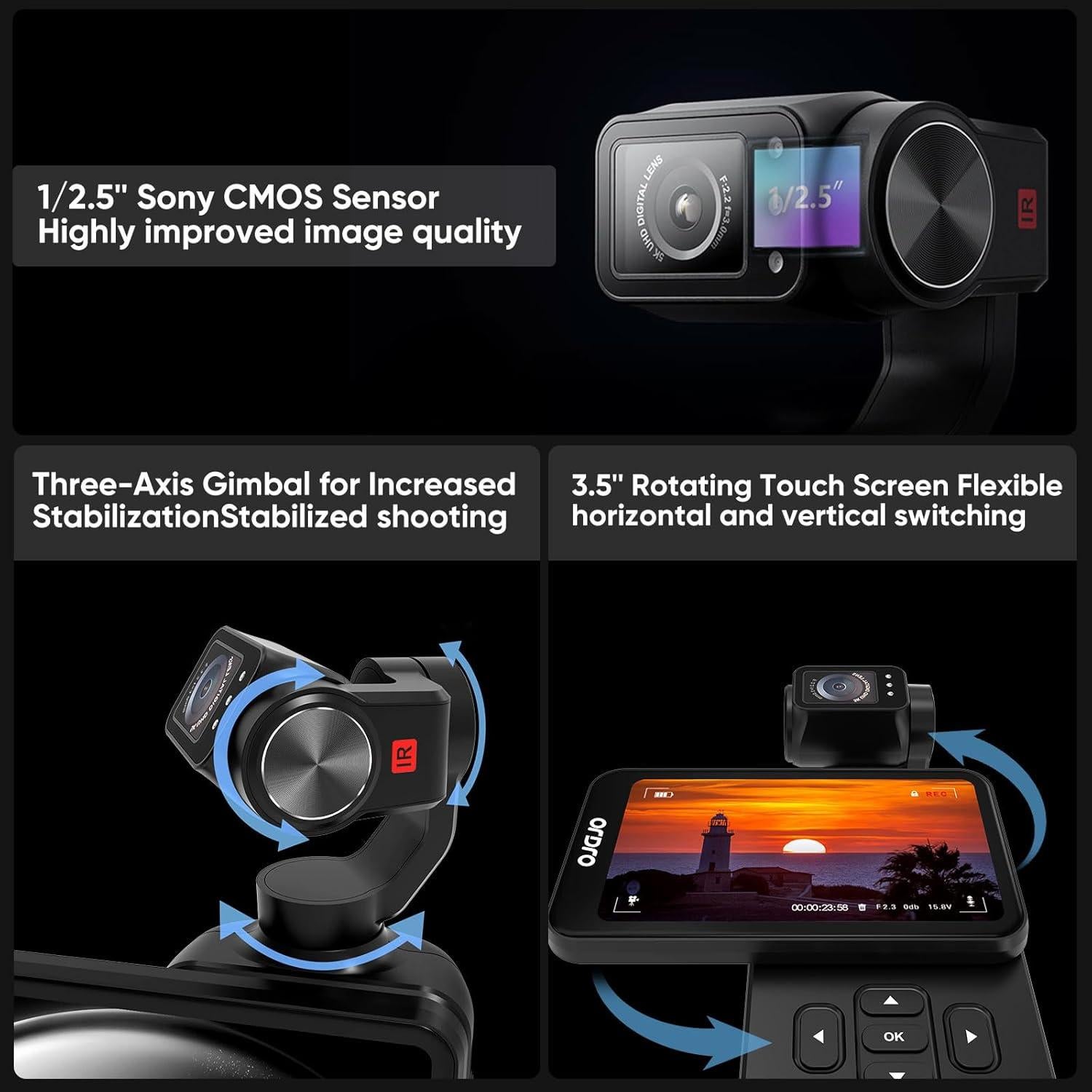 Cámara de Mano ORDRO M5 5K con Estabilización y WiFi