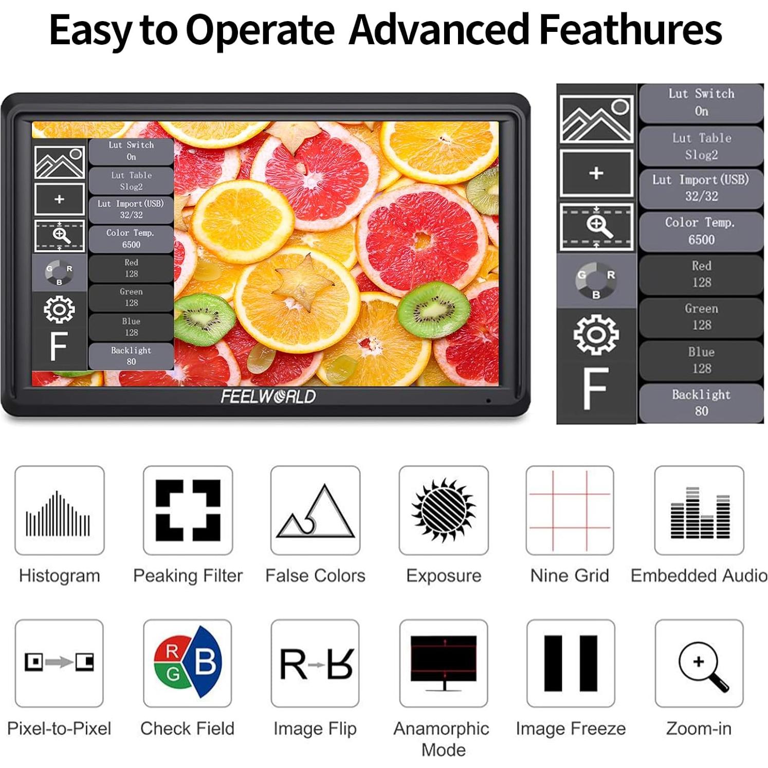 Monitor de Campo FEELWORLD S55 V3 6" FHD HDMI 4K con Batería