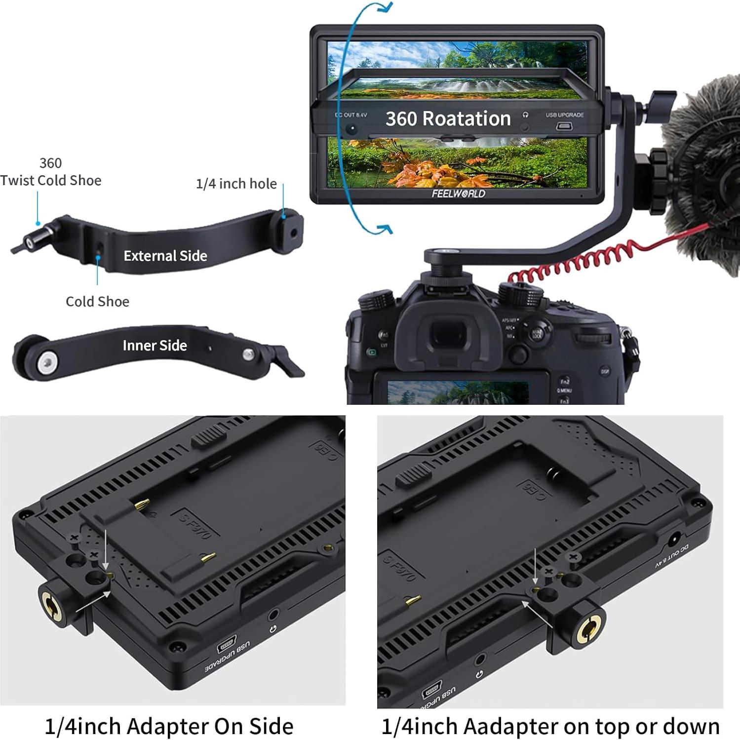 Monitor de Campo FEELWORLD S55 V3 6" FHD HDMI 4K con Batería