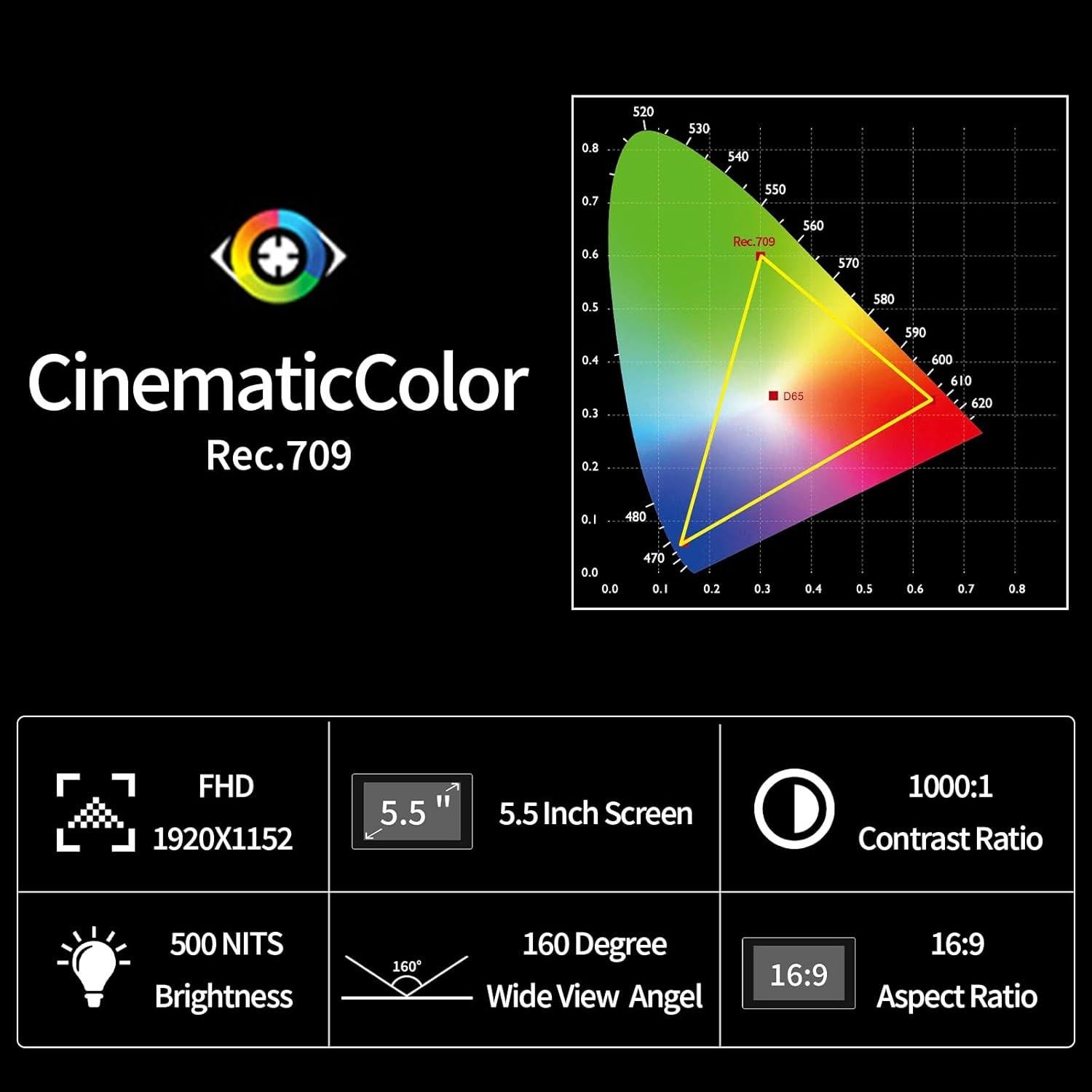 Monitor de Campo FEELWORLD S55 V3 6" FHD HDMI 4K con Batería