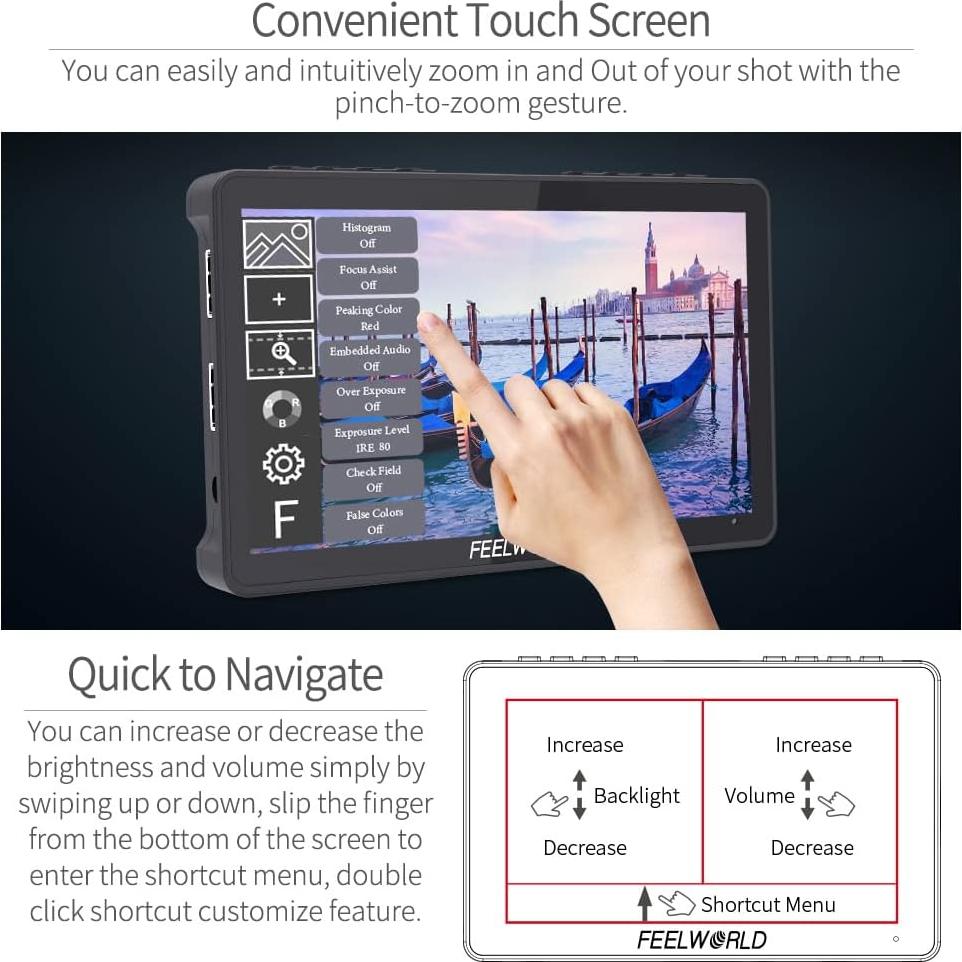 Monitor de Campo Feelworld F5 Pro 6" FHD 1920x1080 Táctil