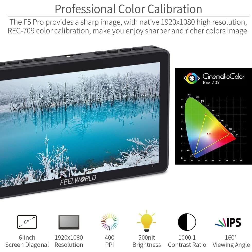 Monitor de Campo Feelworld F5 Pro 6" FHD 1920x1080 Táctil