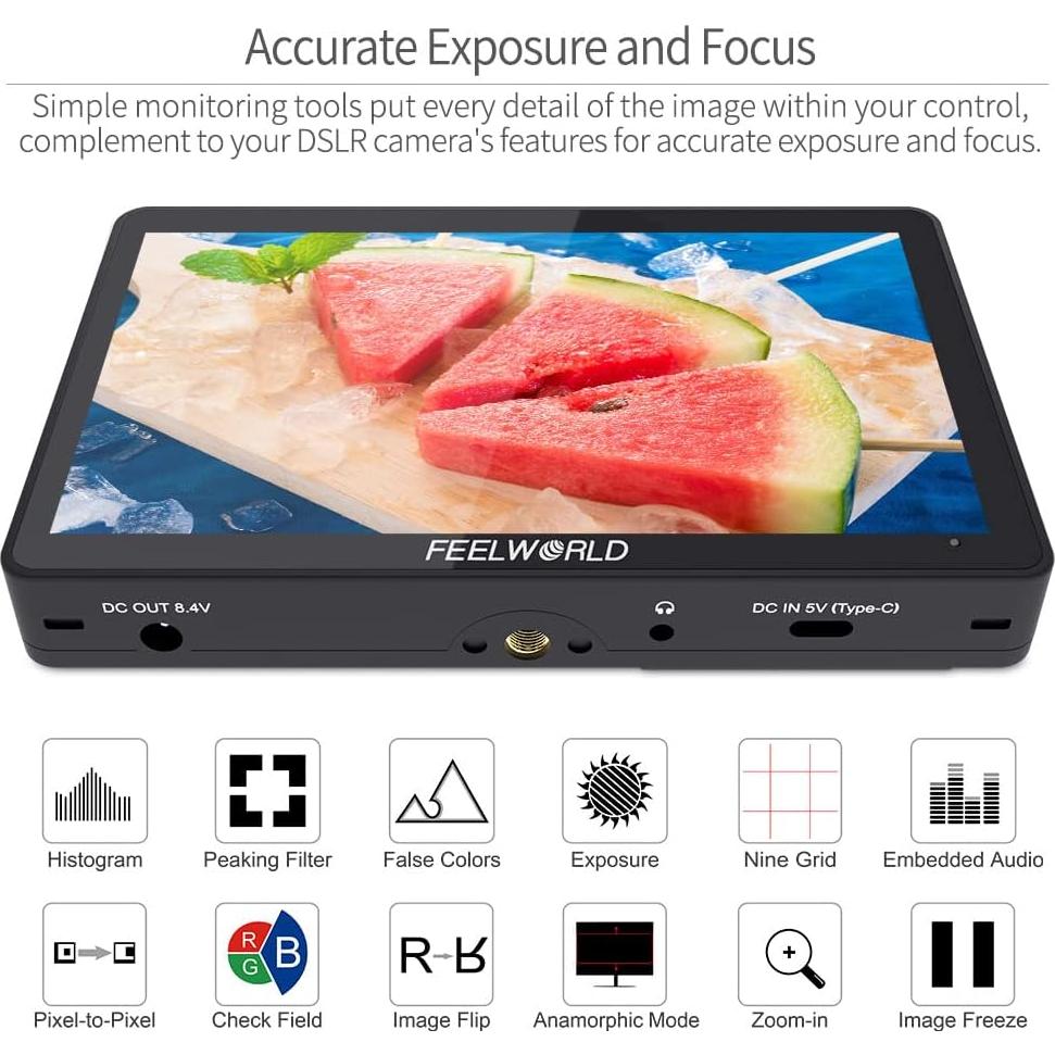 Monitor de Campo Feelworld F5 Pro 6" FHD 1920x1080 Táctil