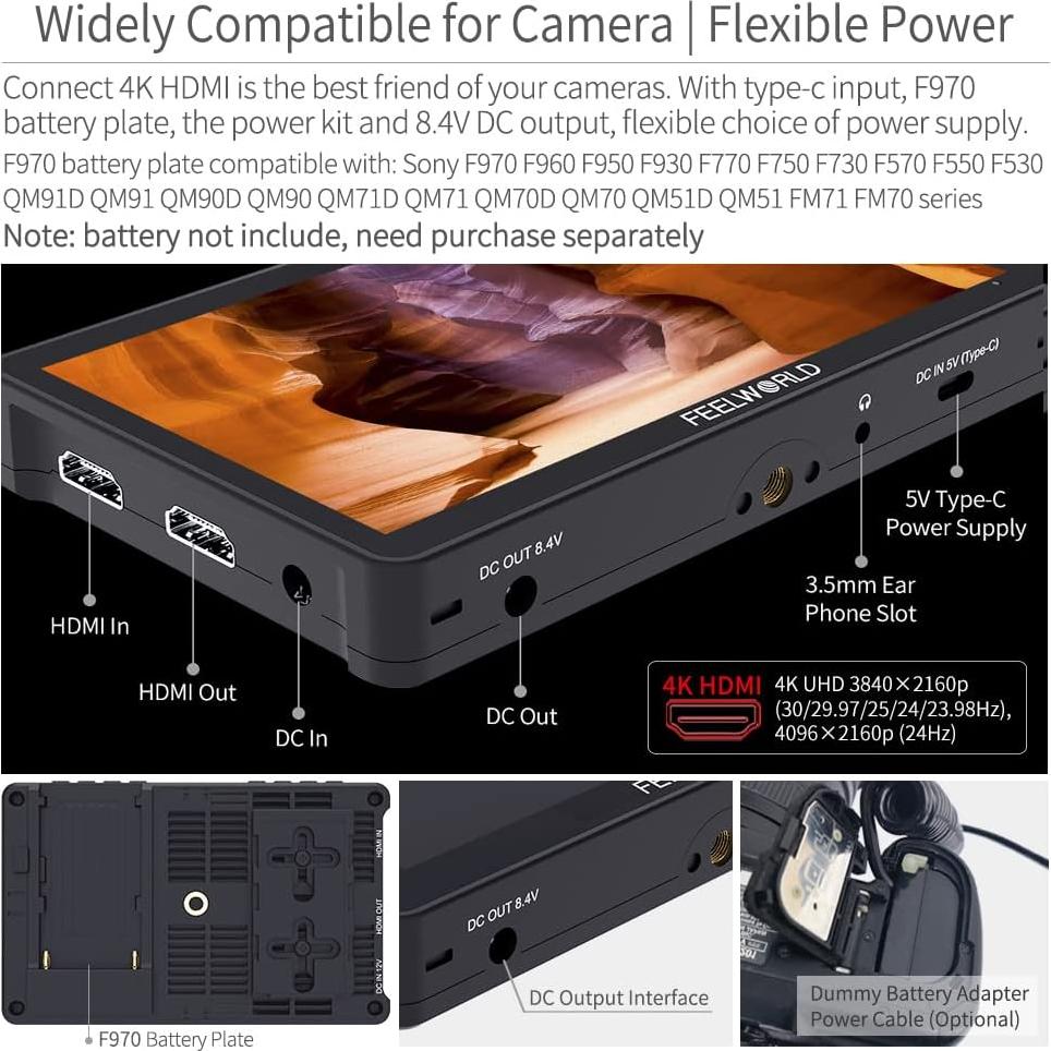 Monitor de Campo Feelworld F5 Pro 6" FHD 1920x1080 Táctil