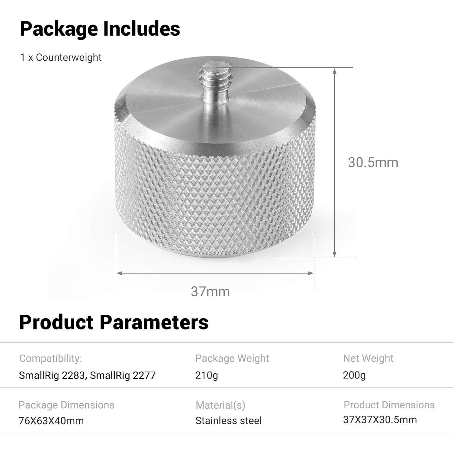 Contrapeso Removible 200g SMALLRIG para Estabilizadores