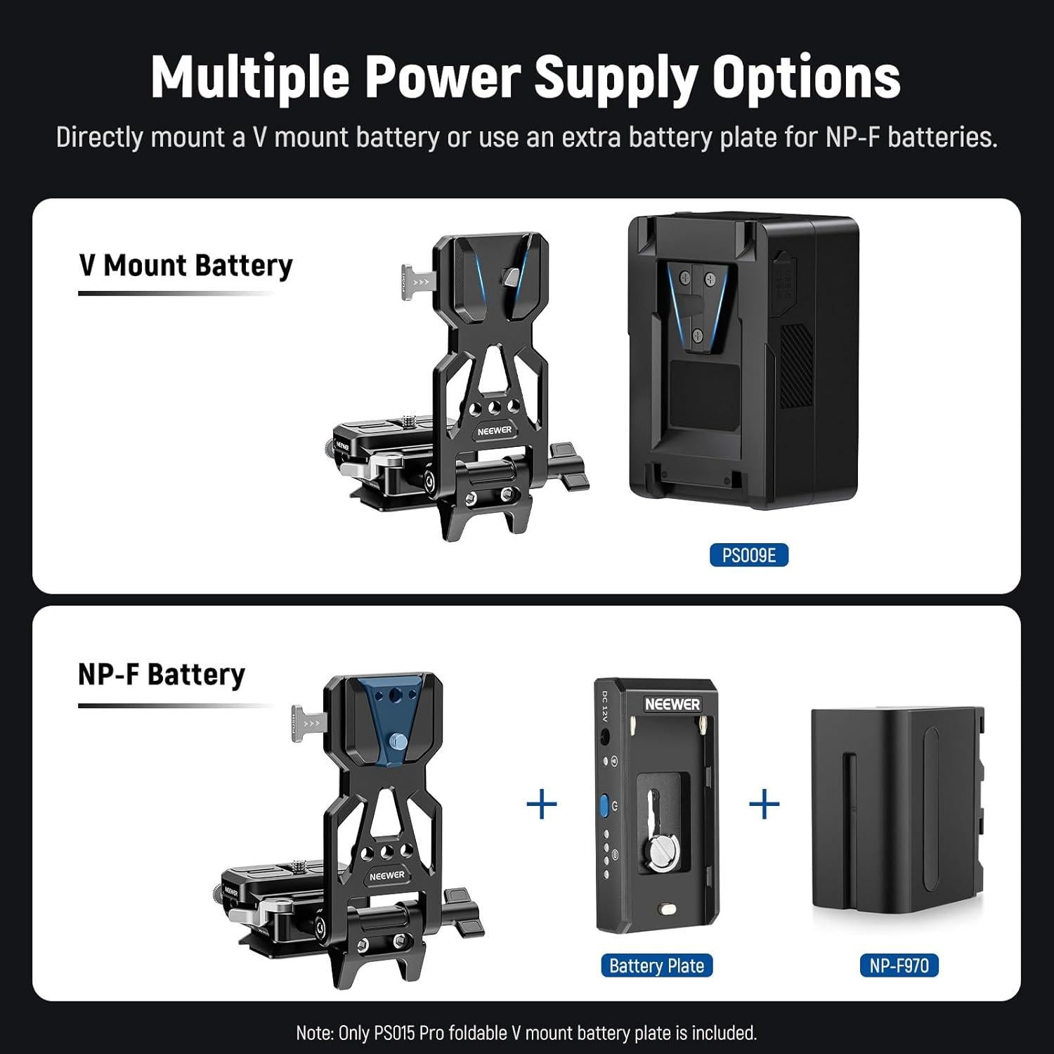 Placa de Batería V NEEWER PS015 PRO Plegable y Ligera