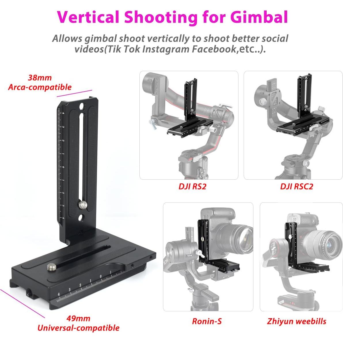 Placa de Liberación Rápida Vertical Akeipho para DJI Ronin RSC2/RS2/RS3