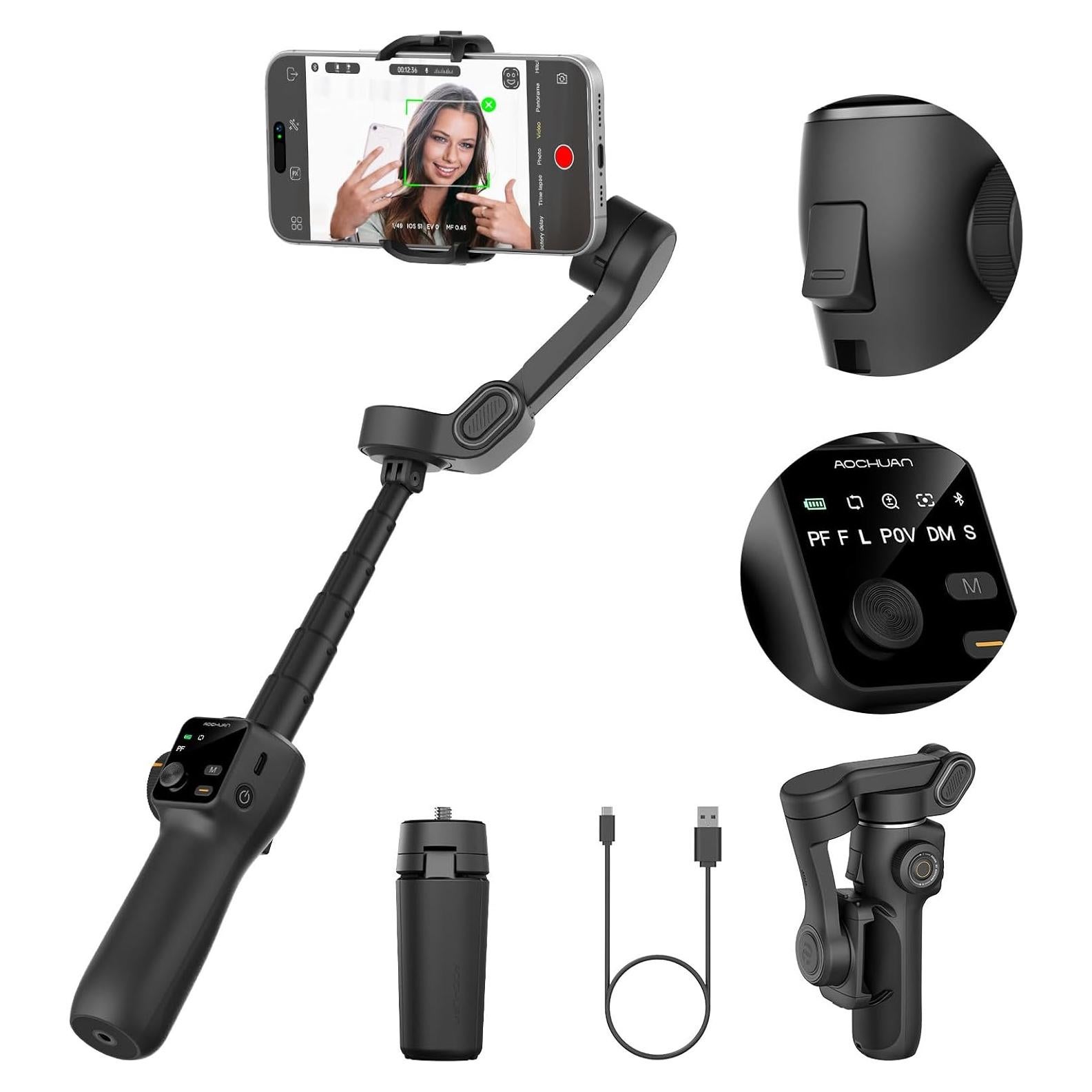 Estabilizador de Cardán 3 Ejes AOCHUAN Smart V8 Negro