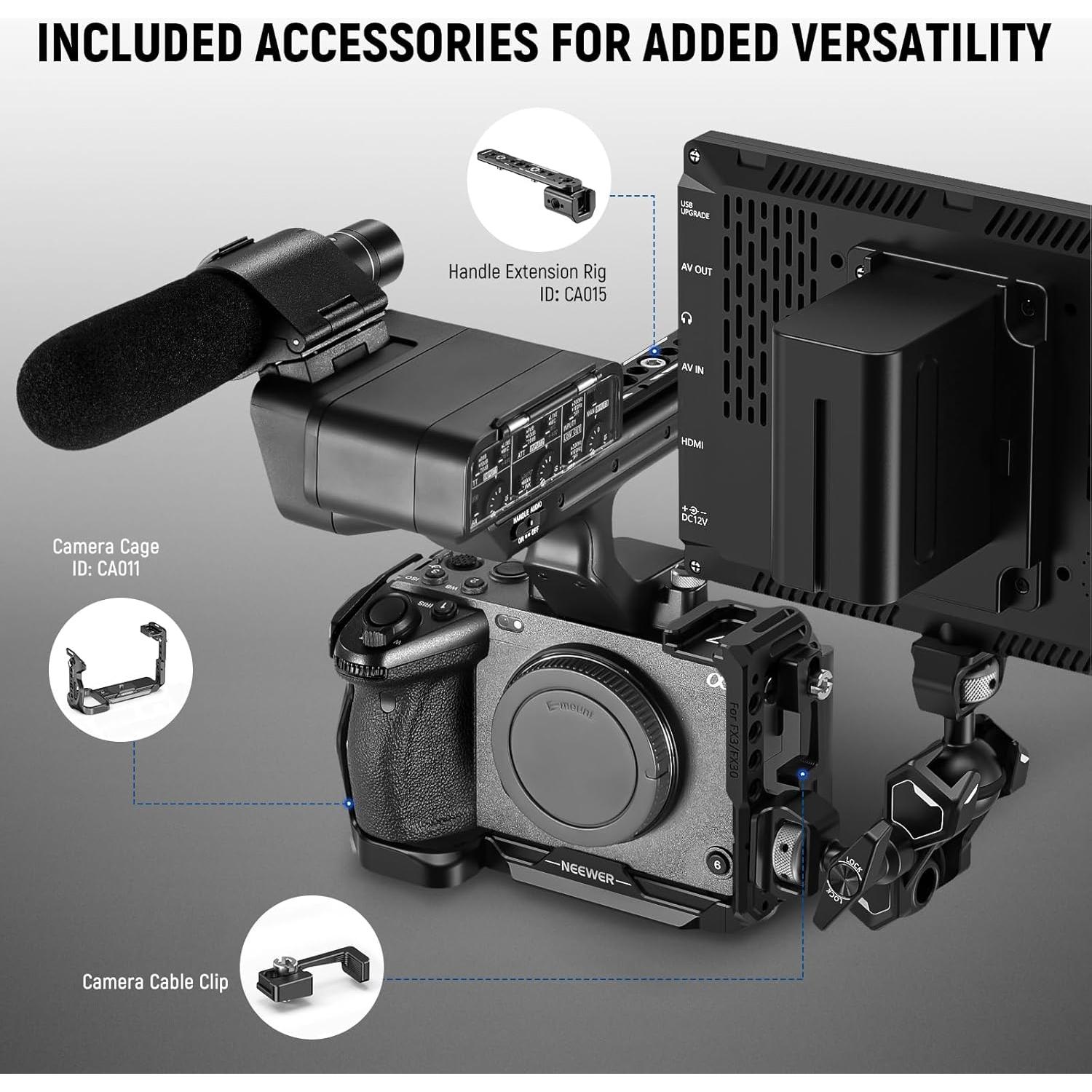 Jaula de Cámara NEEWER CA024 para Sony FX3 FX30 con Mango XLR