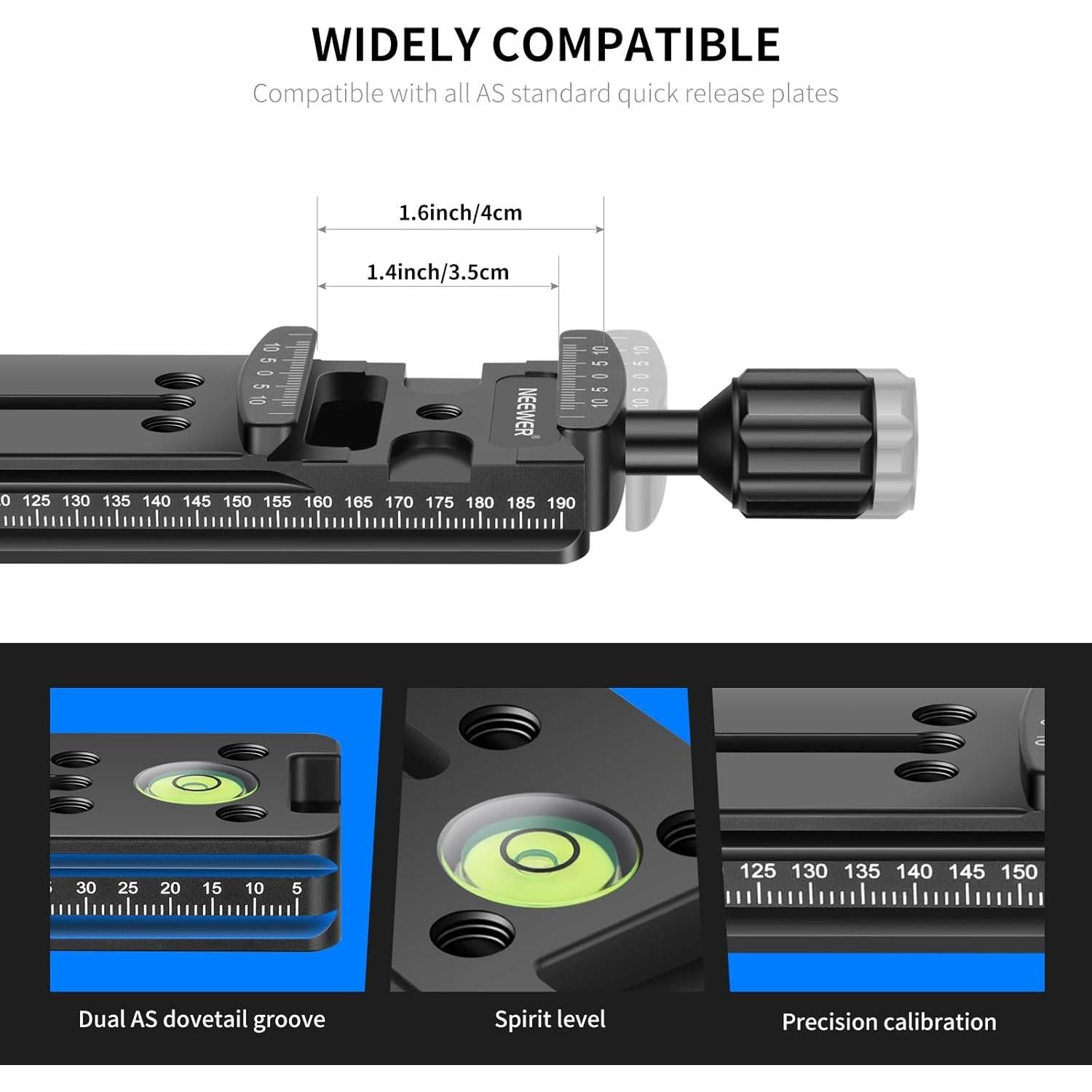 Riel de Deslizamiento Nodal Neewer 200mm con Abrazadera