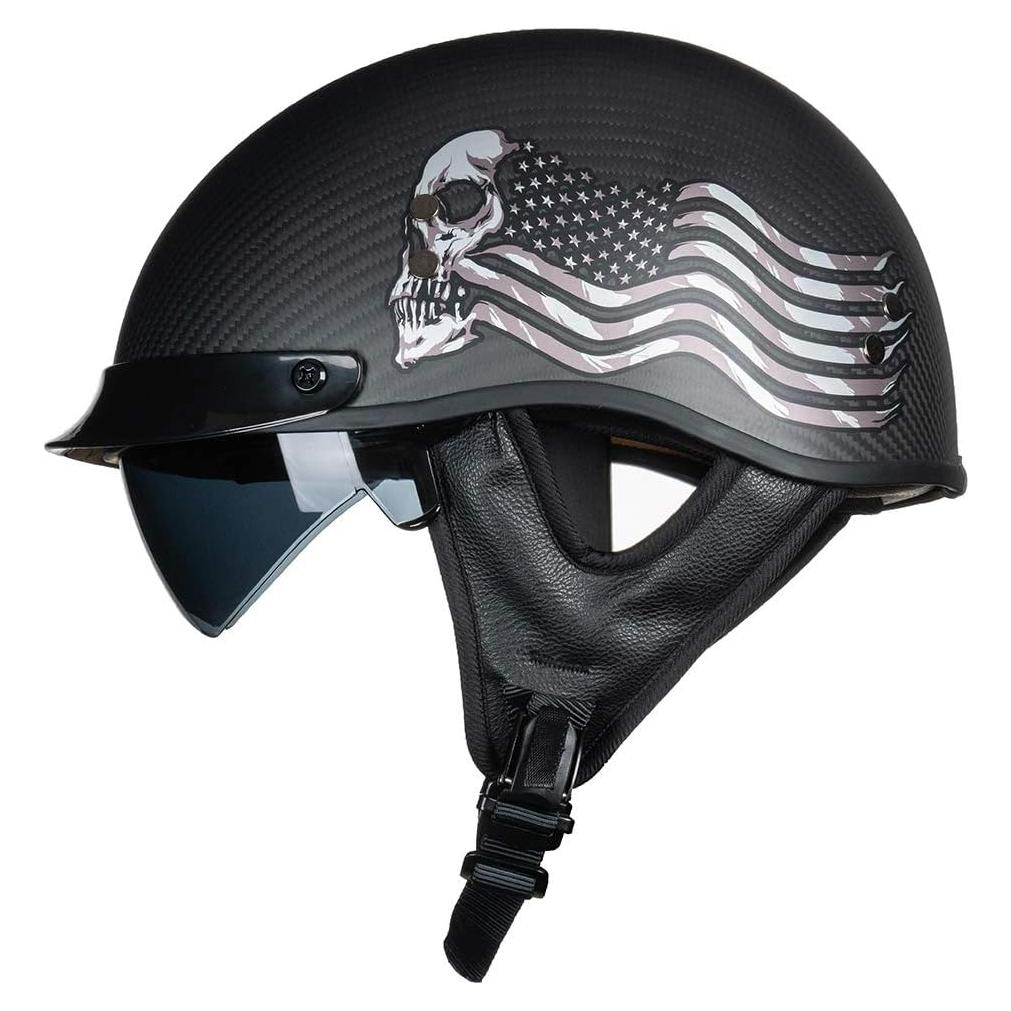 Casco Retro Abierto VCOROS A200 Fibra Carbono Calavera S