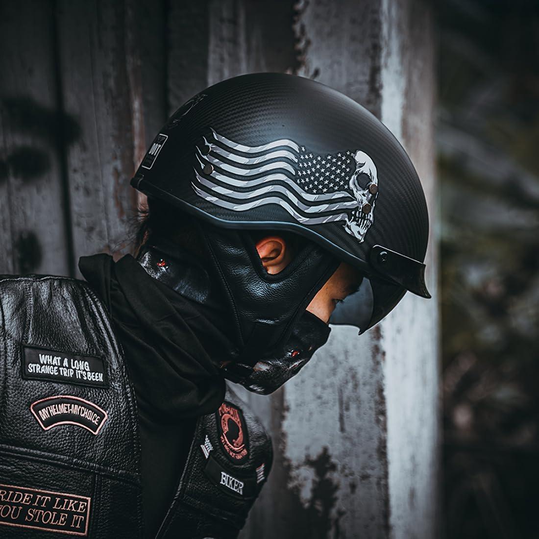 Casco Retro Abierto VCOROS A200 Fibra Carbono Calavera S