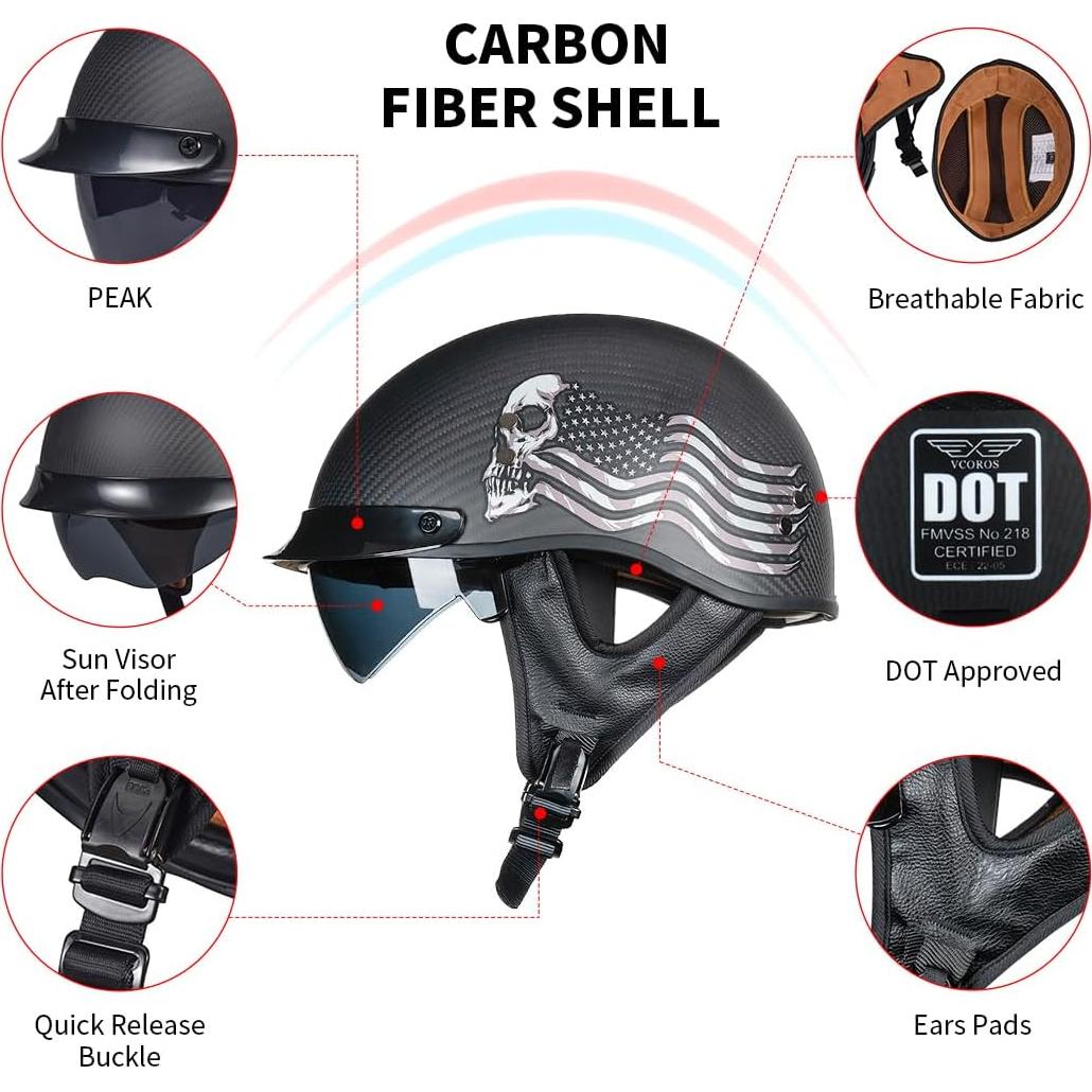 Casco Abierto VCOROS A200 Fibra Carbono Calavera M