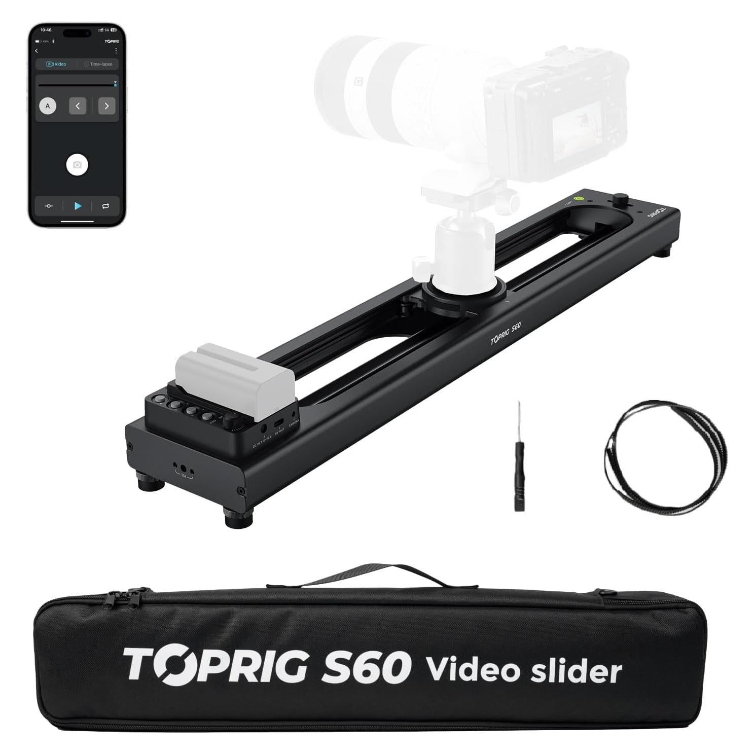 Deslizador de Cámara Motorizado Toprig 60cm Bluetooth Ajustable