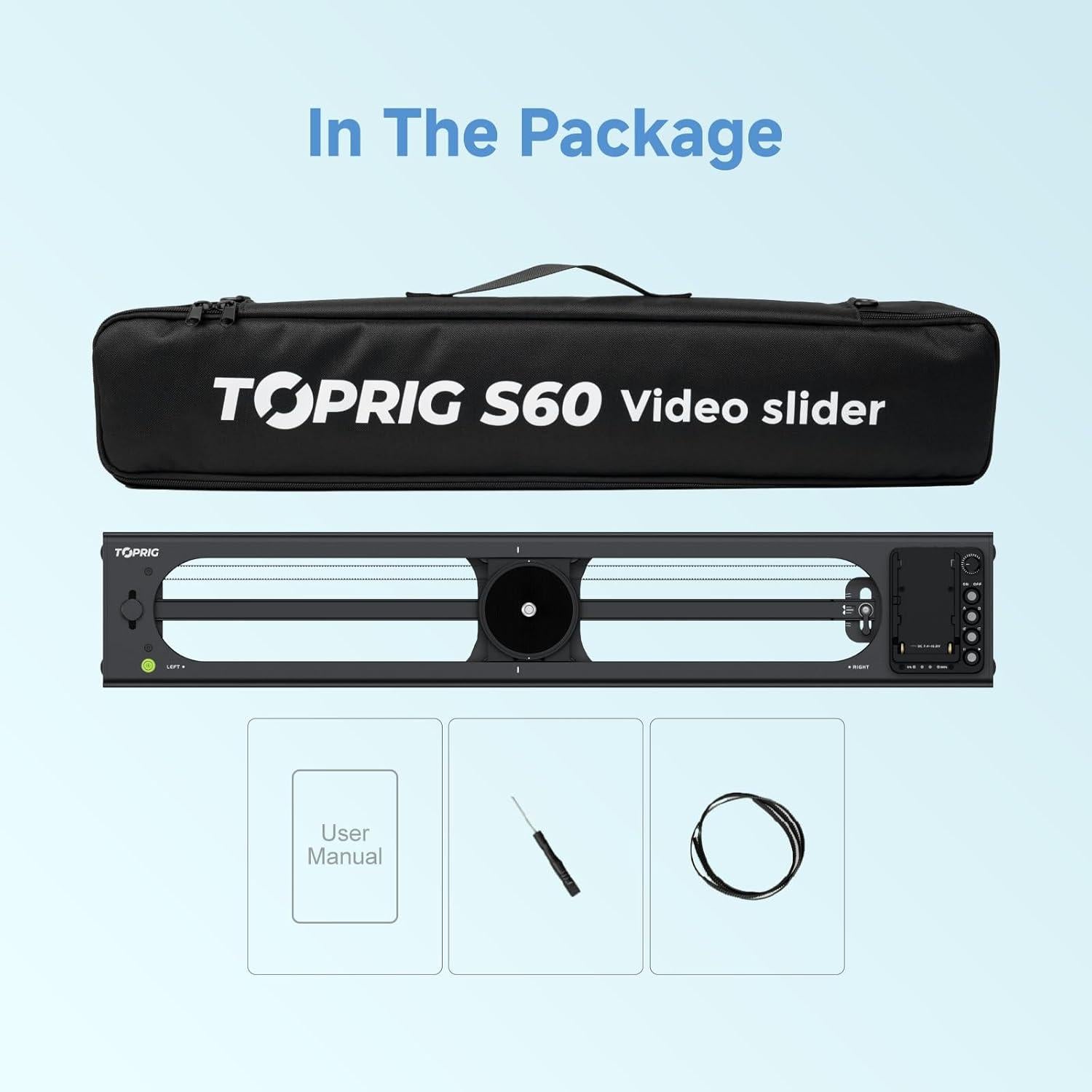 Deslizador de Cámara Motorizado Toprig 60cm Bluetooth Ajustable