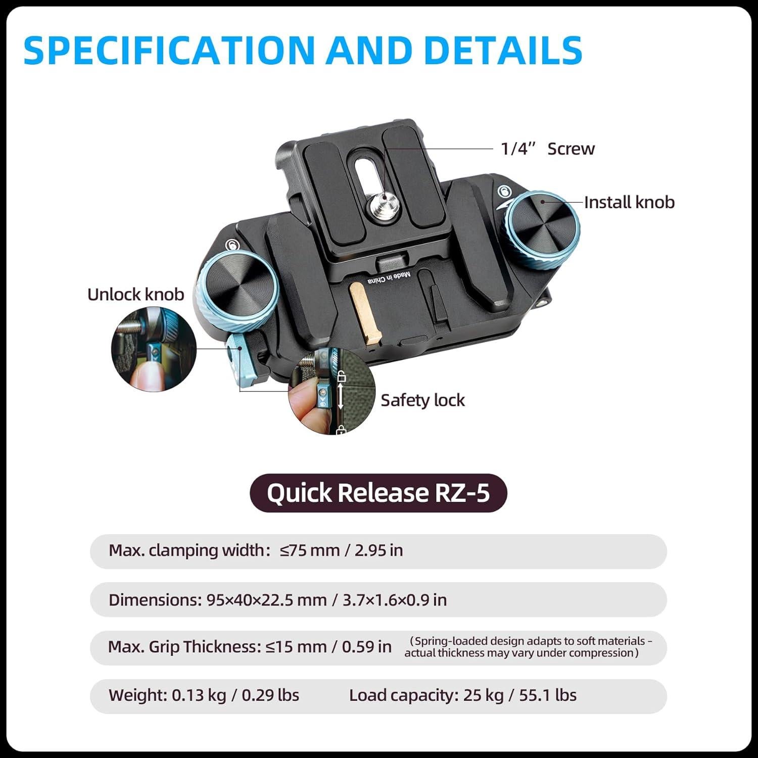 Montura Rápida Fotopro RZ-5 para Cámara y Mochila
