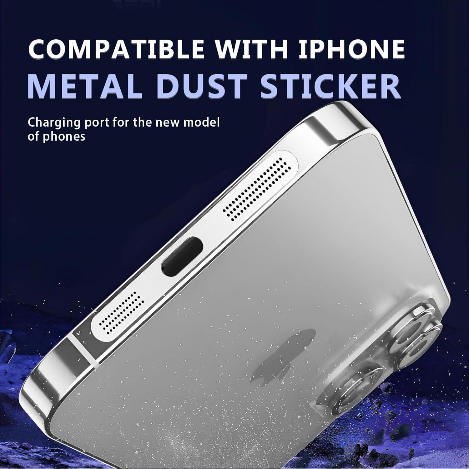 5 Tapones Anti-polvo para iPhone 14 Pro Max + Cubierta Webcam Plata