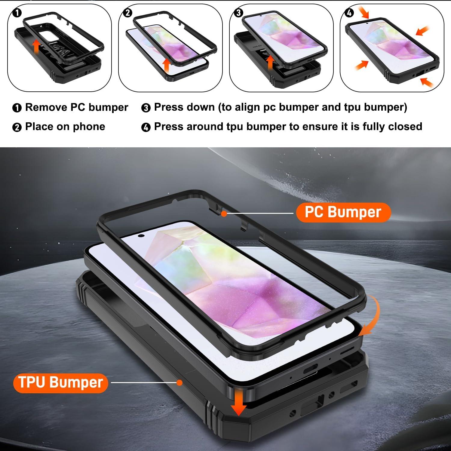 Funda Gritup para Samsung Galaxy A35 5G con Soporte y Protector