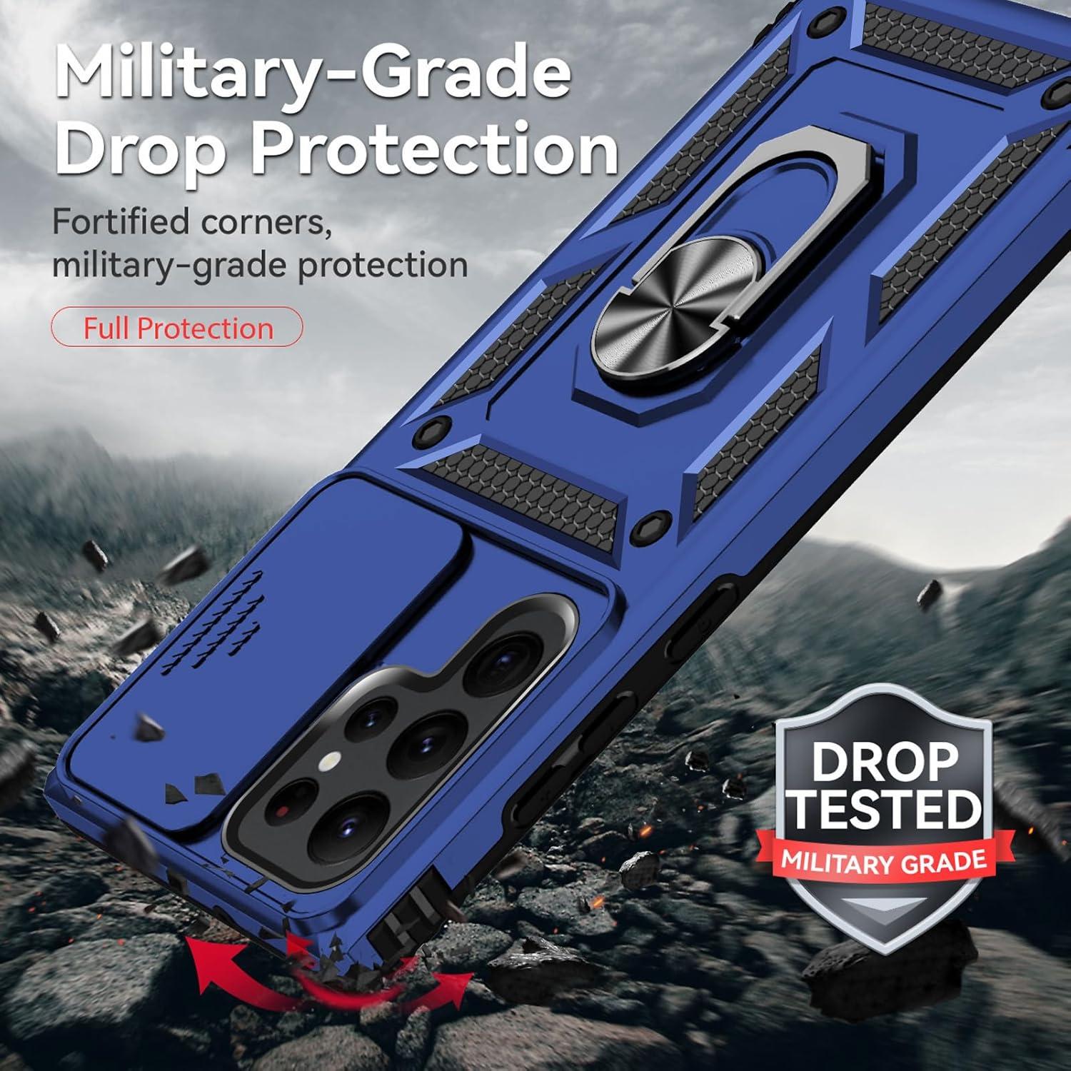 Funda HNHYGETE para Samsung Galaxy S22 Ultra Azul con Protector