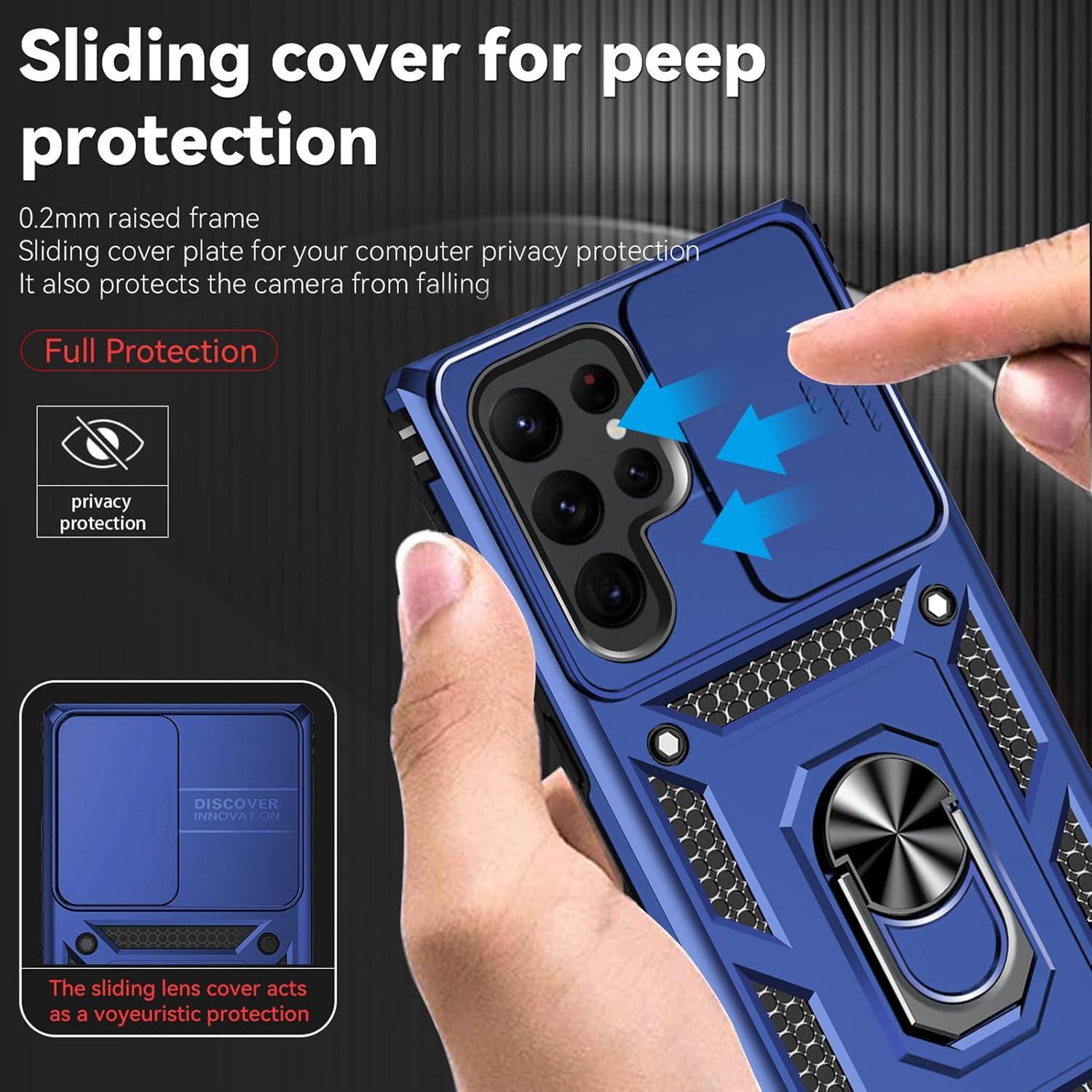 Funda HNHYGETE para Samsung Galaxy S22 Ultra Azul con Protector