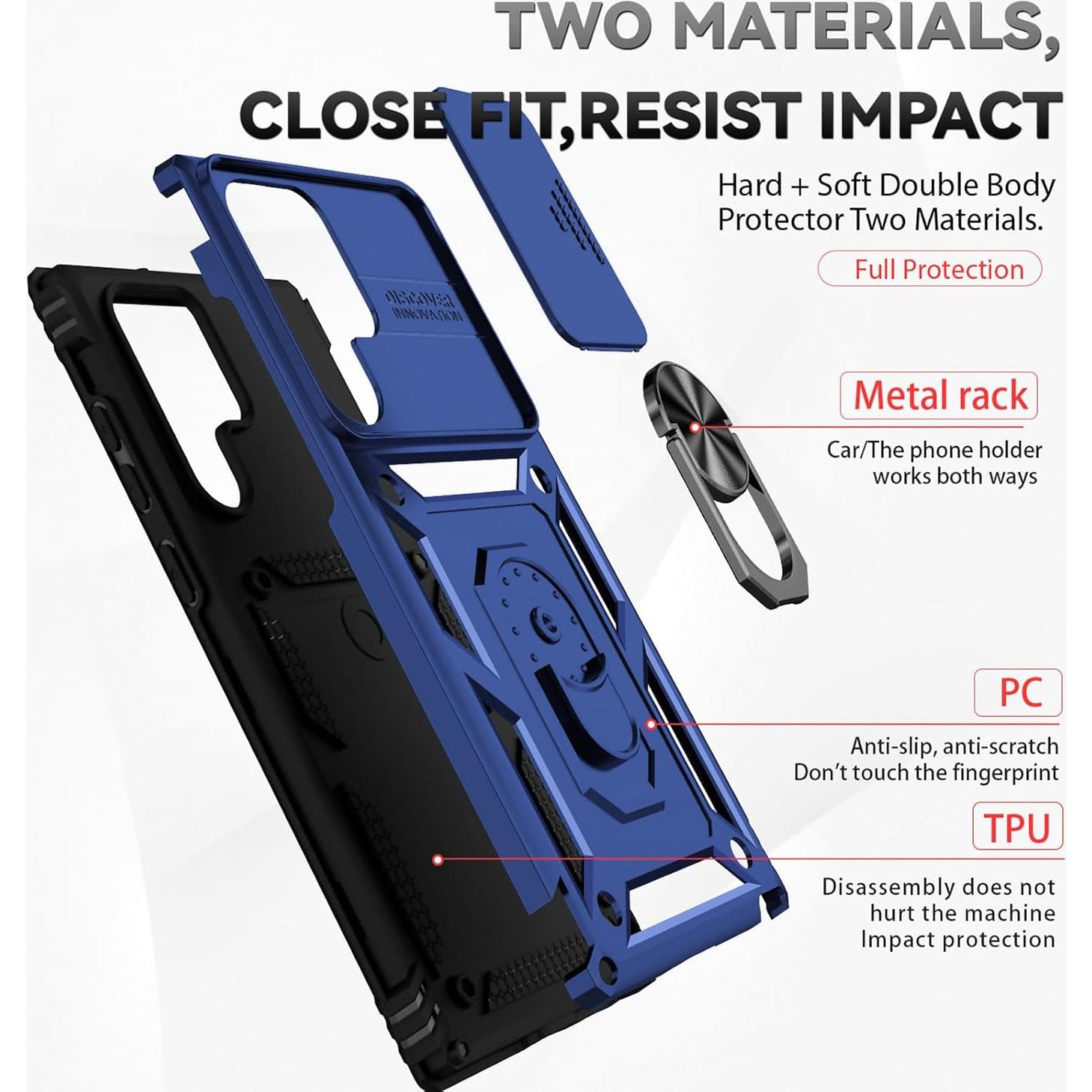 Funda HNHYGETE para Samsung Galaxy S22 Ultra Azul con Protector