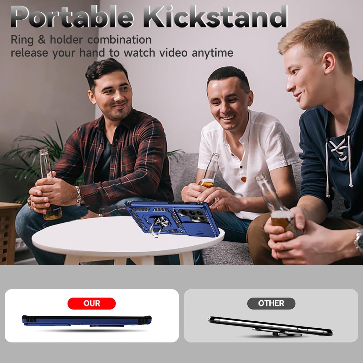 Funda HNHYGETE para Samsung Galaxy S22 Ultra Azul con Protector