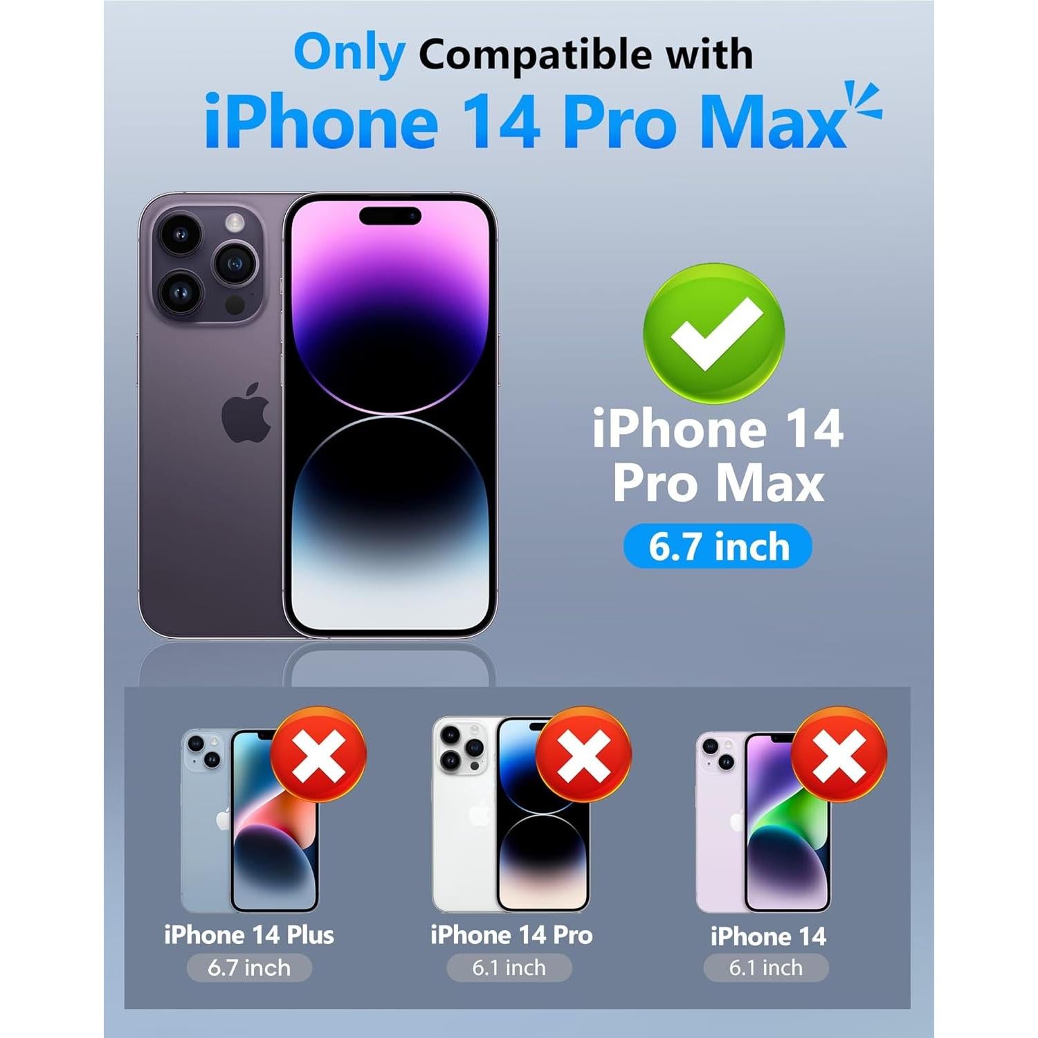 Funda ATATOO para iPhone 14 Pro Max 6.7, Protección Militar, Azul