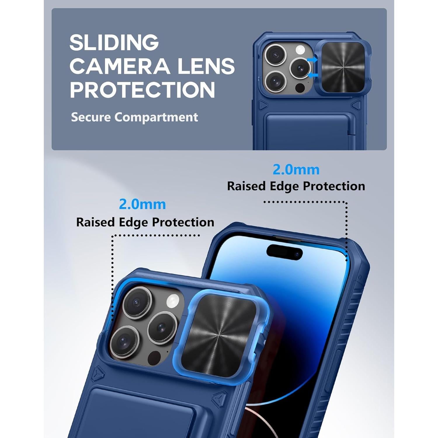 Funda ATATOO para iPhone 14 Pro Max 6.7, Protección Militar, Azul