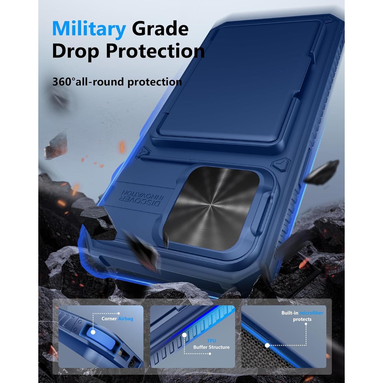 Funda ATATOO para iPhone 14 Pro Max 6.7, Protección Militar, Azul