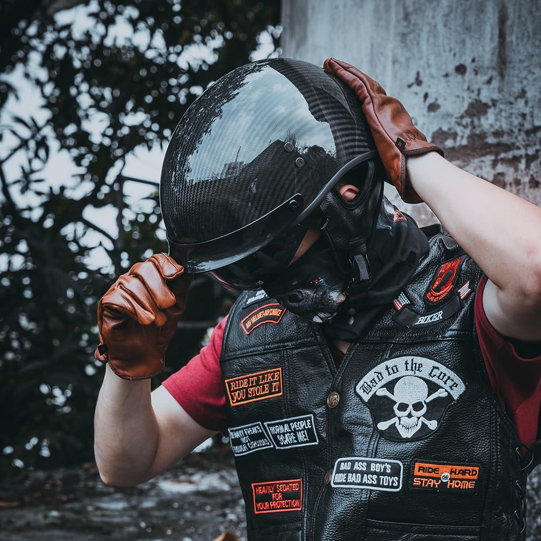 Casco Retro VCOROS A200 Fibra Carbono Negro Brillante L