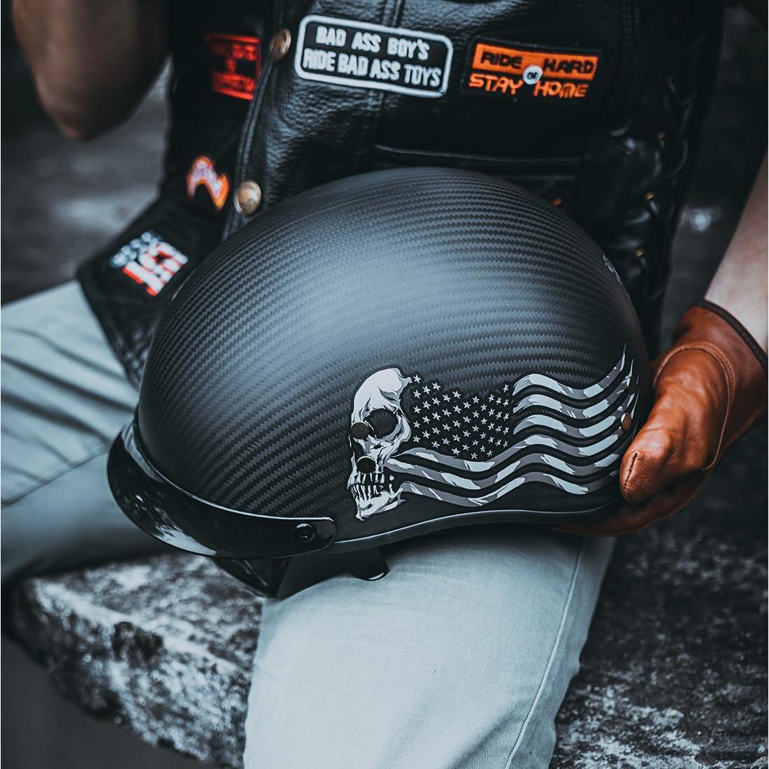 Casco Abierto VCOROS A200 Fibra Carbono Calavera L