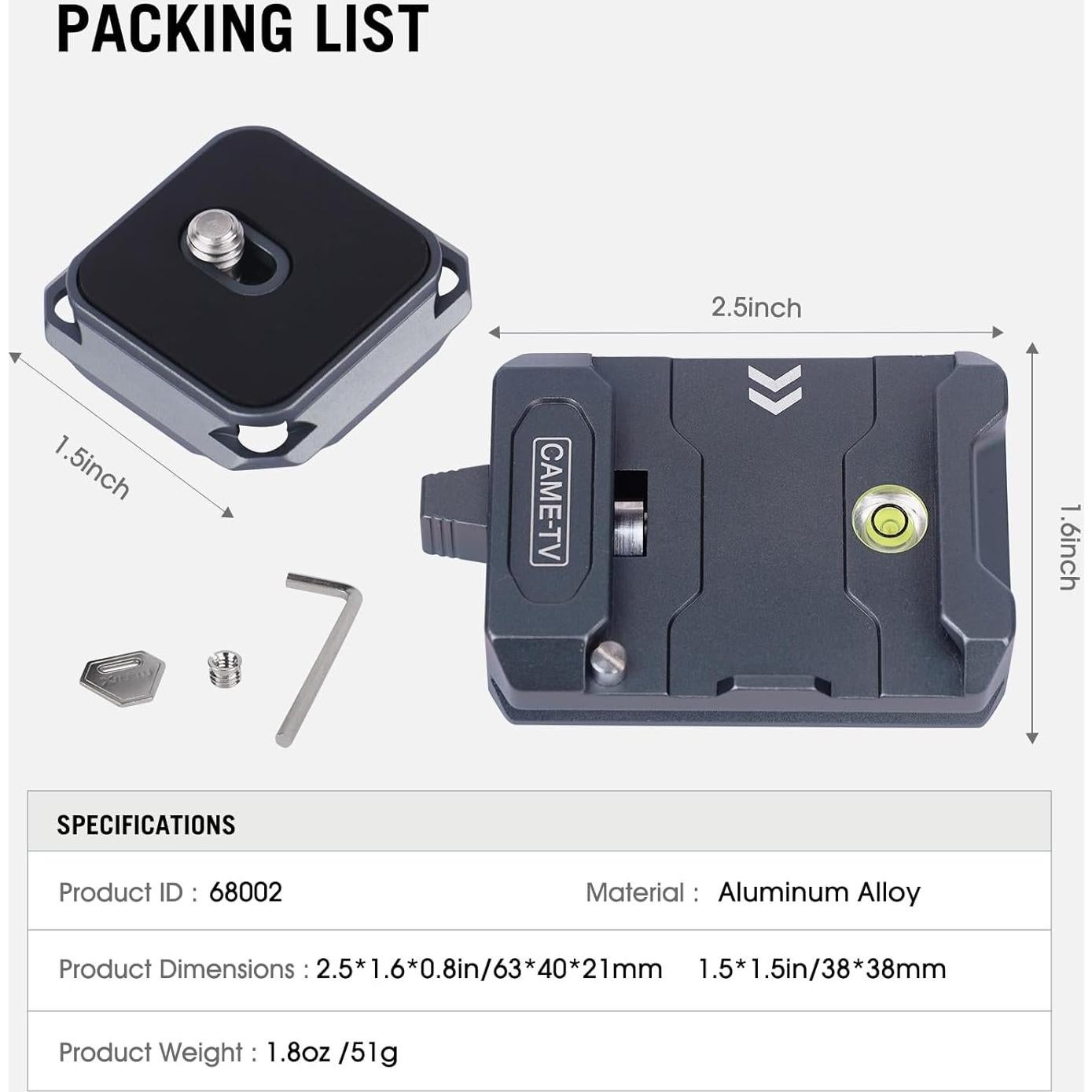 Kit Placa Liberación Rápida Came-TV 68002 0.1 kg Aluminio