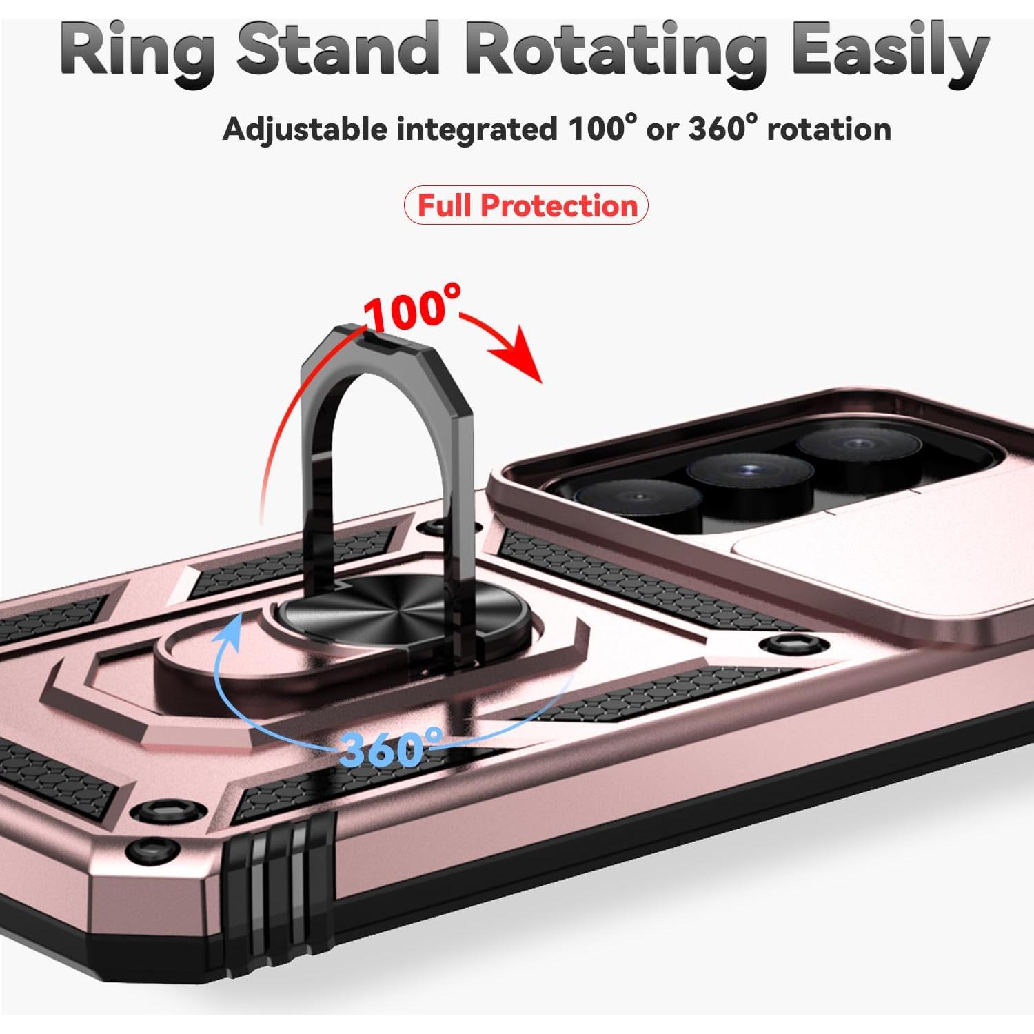 SunStory Phone Case for Samsung Galaxy A35 5G Case with HD Screen Protector & Slide Camera Cover & Kickstand, [Military-Grade] Phone Case for Samsung Galaxy A35 (Rosegold)