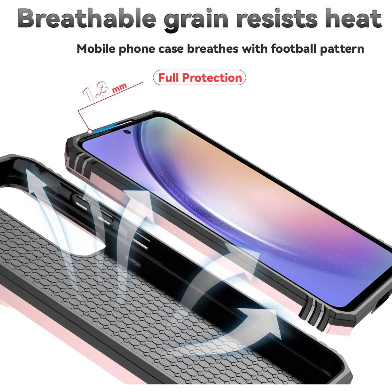 SunStory Phone Case for Samsung Galaxy A35 5G Case with HD Screen Protector & Slide Camera Cover & Kickstand, [Military-Grade] Phone Case for Samsung Galaxy A35 (Rosegold)