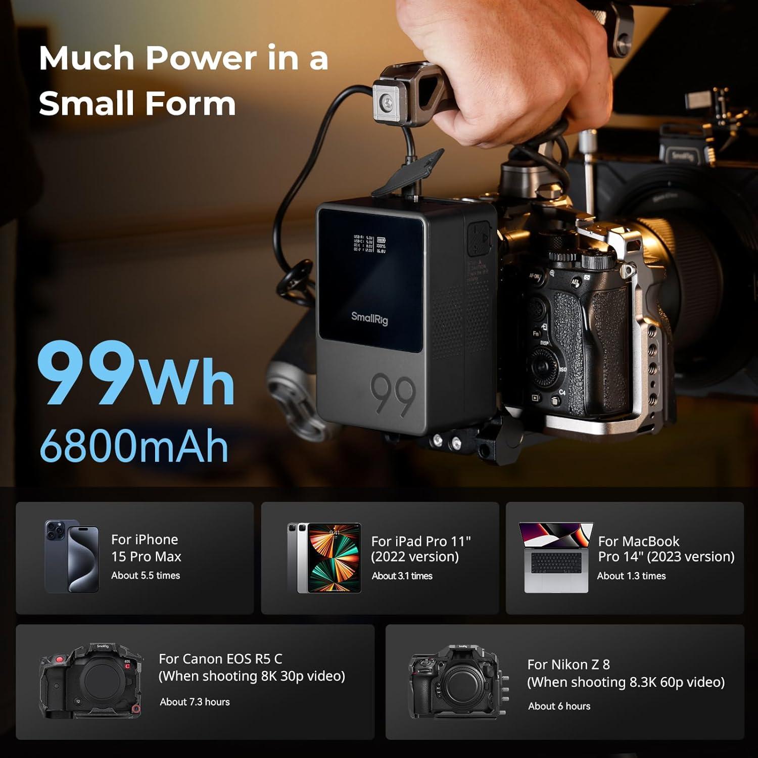 Batería V Mount SmallRig VB99 99Wh 6800mAh Carga Rápida