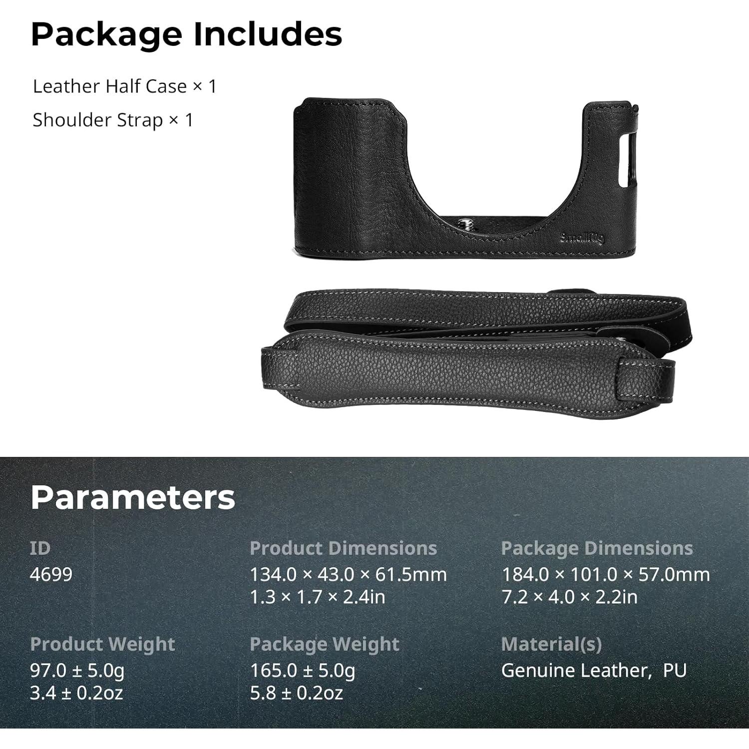 Funda de Cuero a Medias SmallRig 4700 para FUJIFILM X100VI - Negro