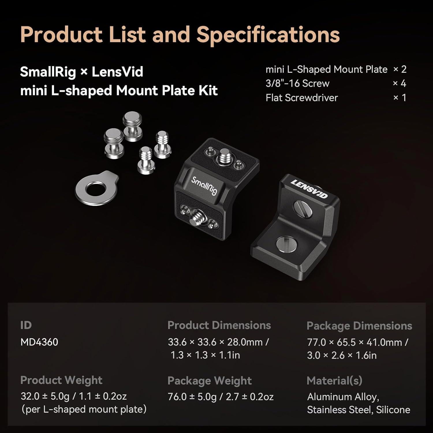 Kit Placa de Montaje en L Mini SmallRig 90° 1.2kg